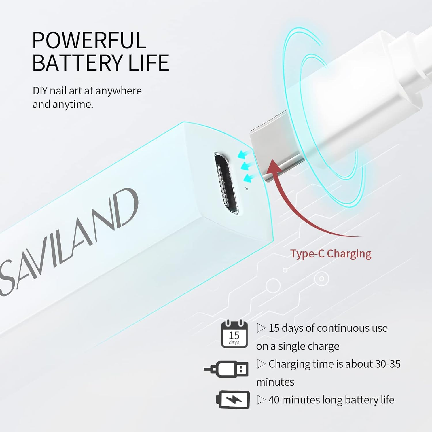 SAVILAND U V Light for Nails: Handheld Gels Lamp for Gel Nails Flash Cure Lamp for Gel Nails LED Nail Lamp Portable Mini Nail Dryer Gel Polish Nail Glue Gel USB Flashlight Home DIY Manicure Nail Art image number 1