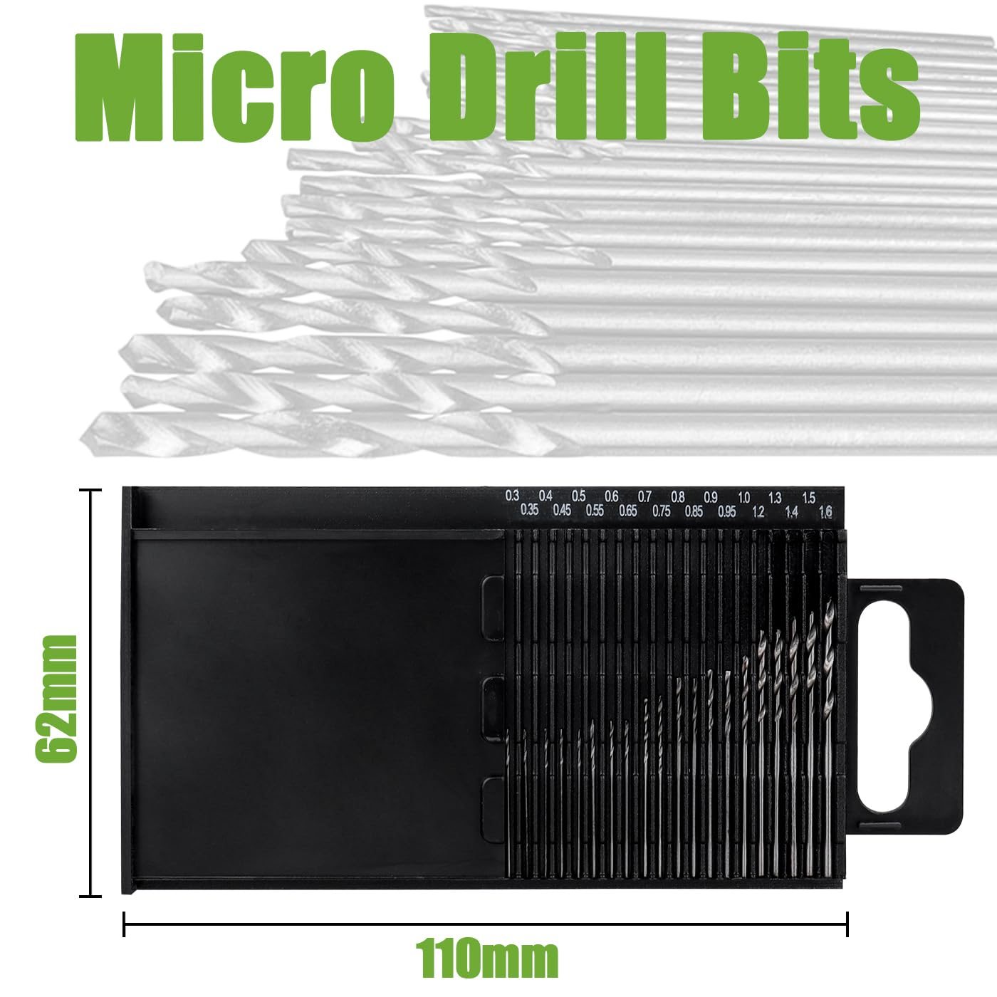 20 Pcs Mini Micro Drill Bits 0.3-1.6Mm Shank Twist Drill HSS Small Twist Drill Bit Set DIY Manual Hardworking Kit Pin Vise Rotary Hand Tools Accessory image number 3