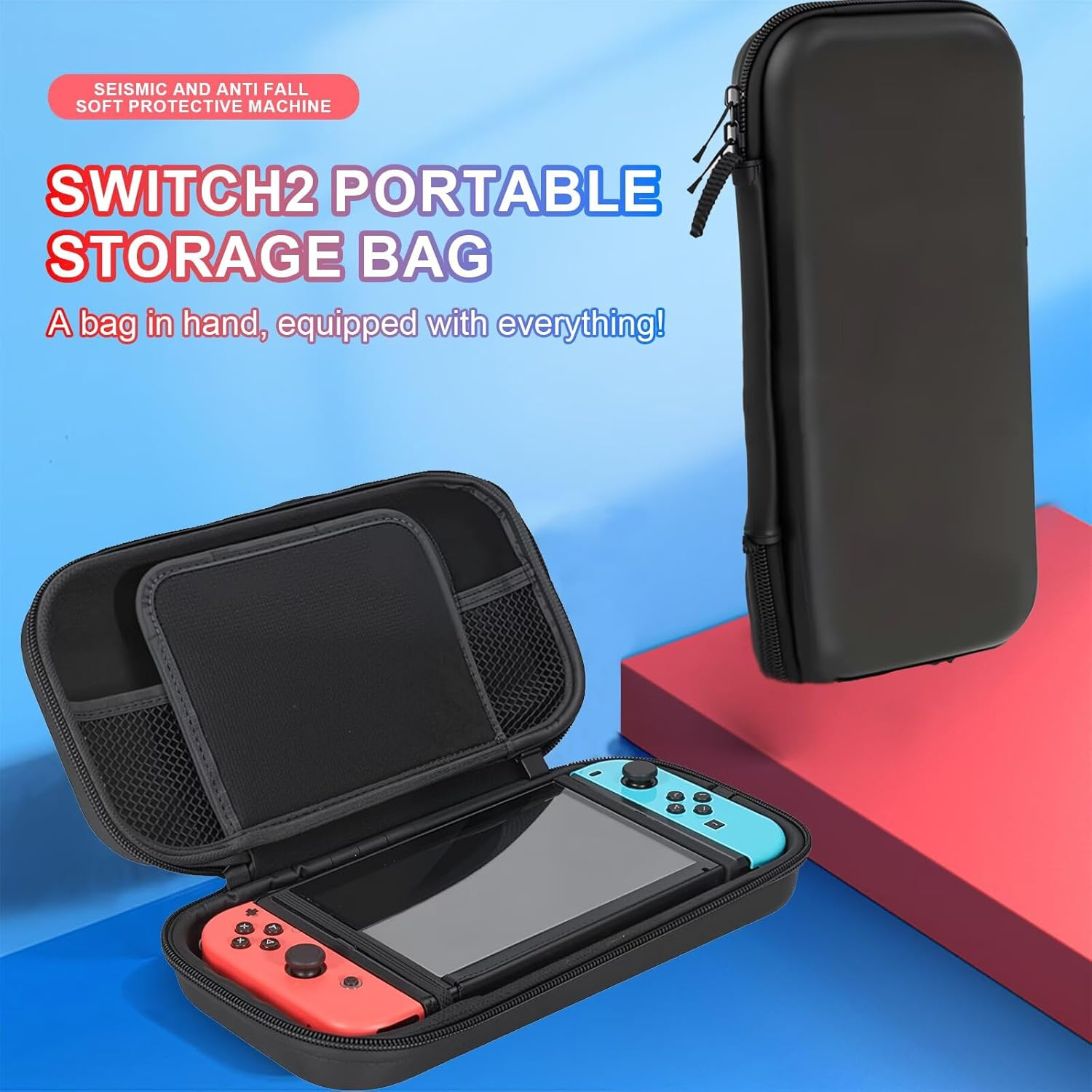 LEZOOY Switch 2 2025 Hard Shell Portable Case Switch 2 Travel Case with Ten Card Slots Large Capacity Accessory Bag for the Console and Its Accessories Black image number 5