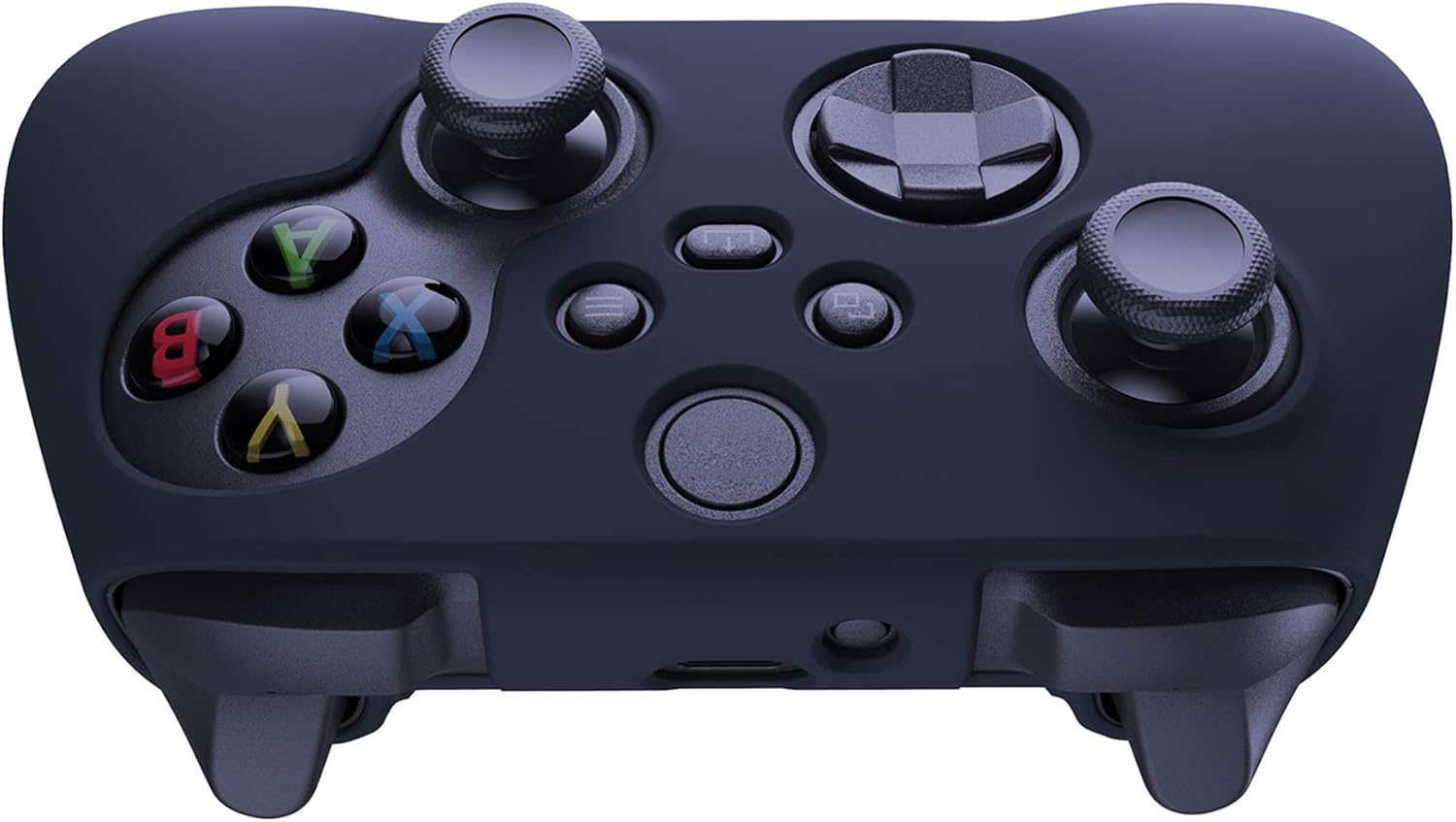 Playvital Midnight Blue Pure Series Anti-Slip Silicone Cover Skin for Xbox Series X Controller, Soft Rubber Case Protector for Xbox Series S Controller with Black Thumb Grip Caps - Glow In Dark - Green image number 3