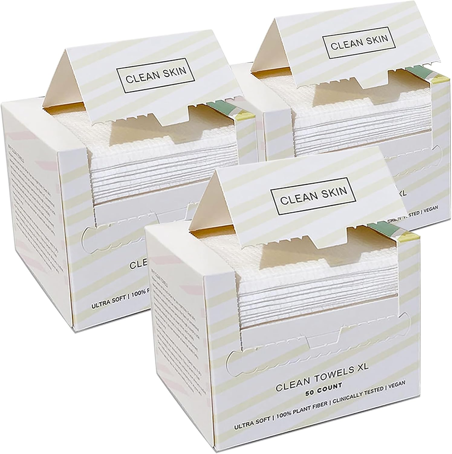 ZOTIKA Ultra Soft Dry Face Towels XL, 100% Plant Fibre, Gentle Skincare, 25 X 30 Cm, Clean Towels (3 Pack=150 Count, 25 X 30 Cm)