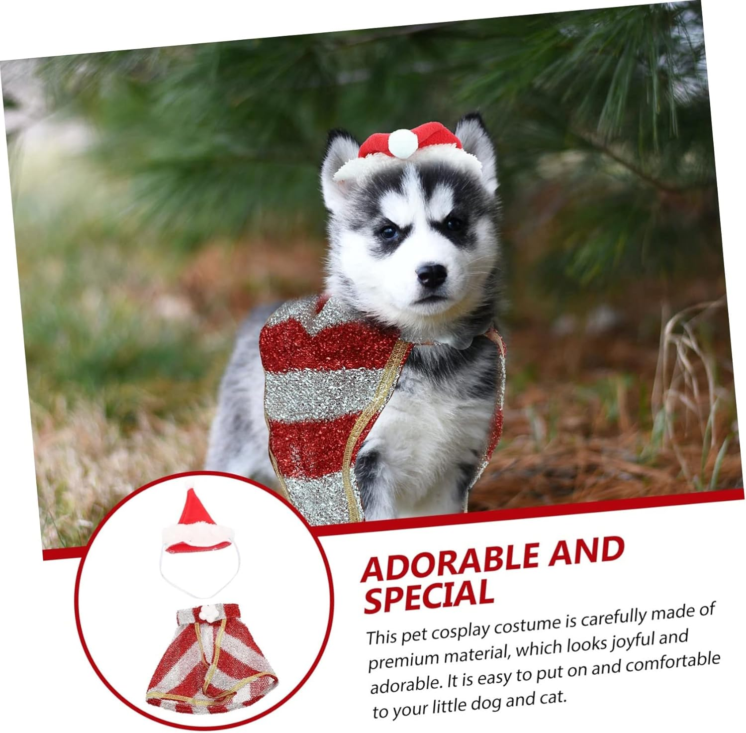 Cat and Dog Clothes Santa Hat and Cape Set for Pet Christmas Costume Winter Dress up Clothing for Dogs for Holiday Parties image number 4