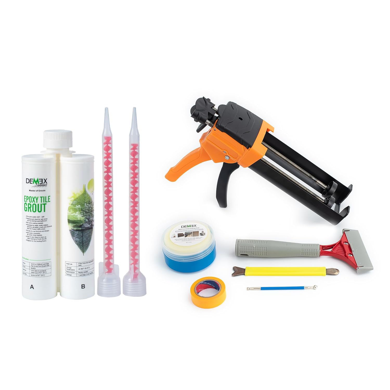 Epoxy Grout & Tools for Tile & Stone, Waterproof, Stain, Mold, Mildew, Crack & Chemical Resistant for Floor & Wall, Ready to Use, Easy to Apply & Clean (Beige, Sanded, with TK1N)