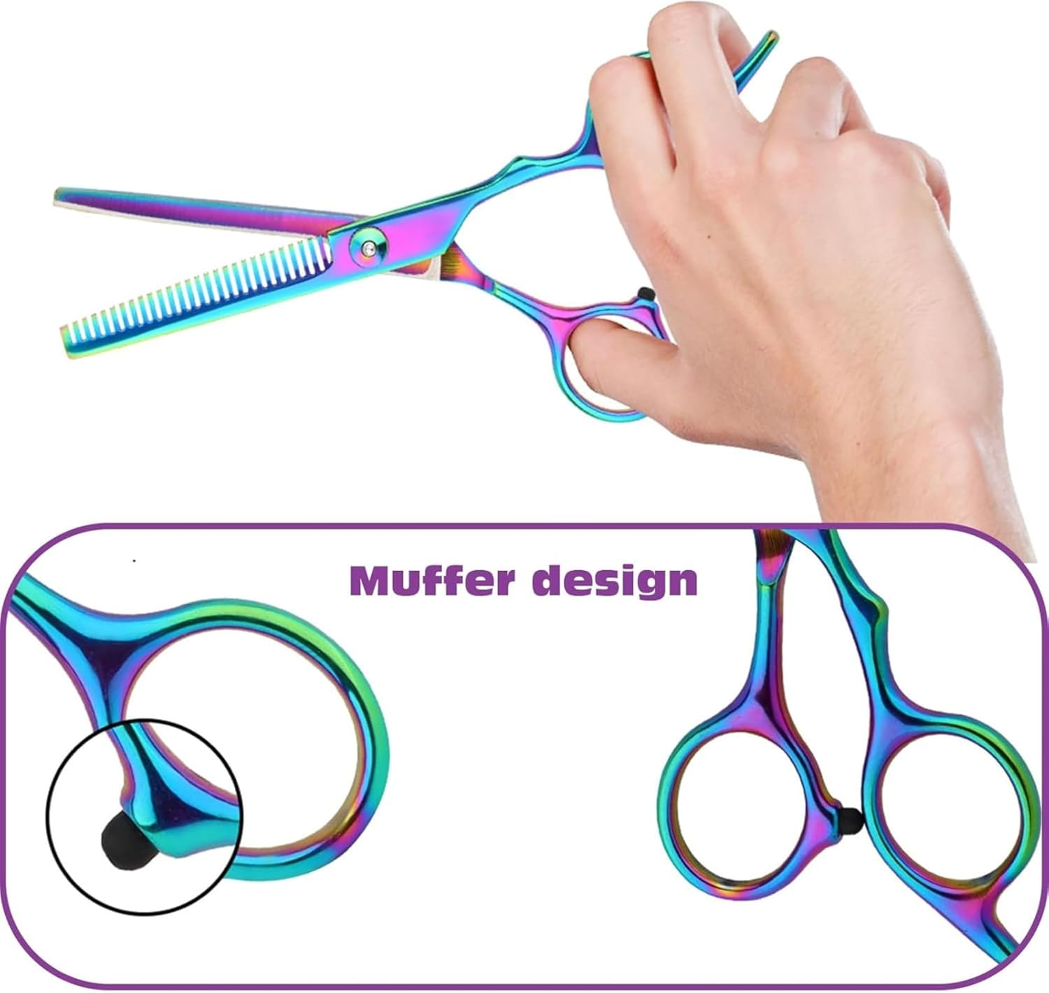 TAVVKE Professional Hair Cutting and Thinning Scissors - Titanium Coated - Barber Hair Cutting and Thinning Scissors with Pouch - Stainless Steel - Adjustable Tension Knob