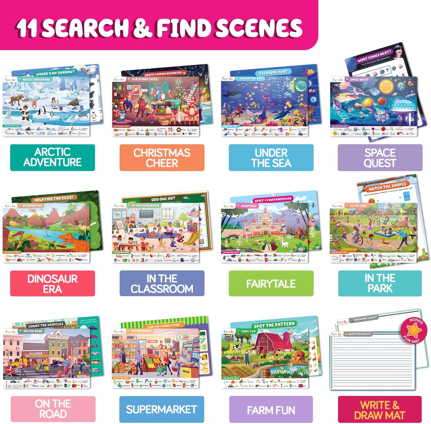 Search and Find for Kids & Toddlers - Preschool Learning Activity Book, Art and Craft Supplies, Seek Find Games, Birthday Gifts for Girls & Boys, Educational Toys for Ages 3, 4, 5, 6 Year Old image number 4