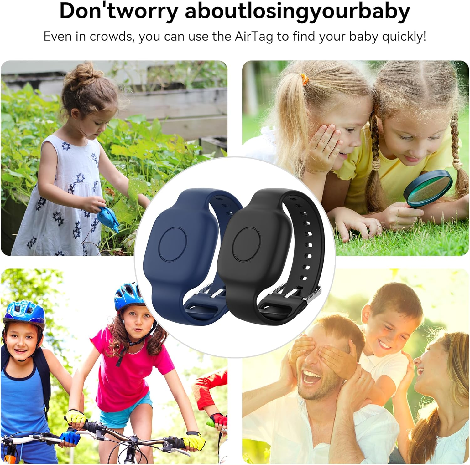 Skyarmor Waterproof Silicone Bracelet for Tile Mate 2024/2022, Hidden GPS Tracker Holder for Kids, Teens & Elderly, Adjustable Anti-Lost Wristband, Durable, Lightweight, Comfortable Fit &ndash; Black/Blue image number 4