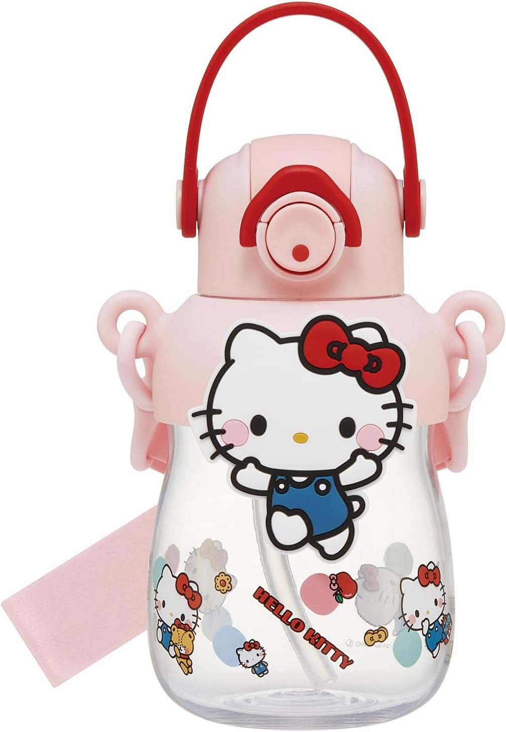 Skater PRMC7ST-A Rubber Mascot Straw Bottle, Water Bottle, 22.9 Fl Oz (650 Ml), One Push Open, Locking Function, Handle Included, Shoulder Strap, Sanrio My Melody, My Melody, My Favorite Days,