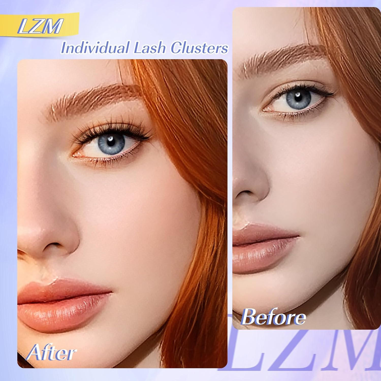 LZM Brown Cluster Lash Cat Eye Lash Clusters Thin & Invisible Band DIY False Eyelashes Natural Wispy Brown Individual Eyelash Extensions Cat-Eye 8-12Mm Mixed Length C/D Curl image number 2