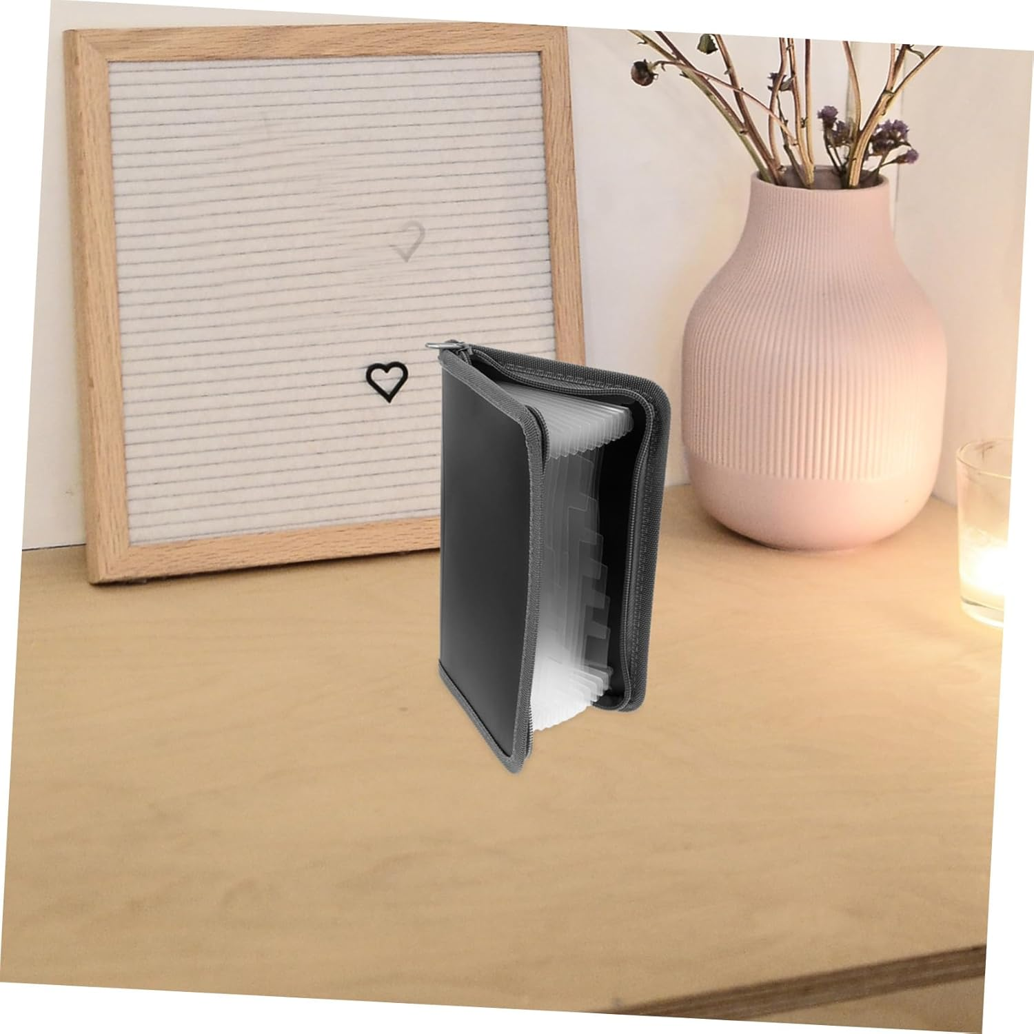 GARIOUANS A6 Small Accordion File Organizer Zipper, Portable Multi-Layer Receipt and Document Folder, Inner Pages Grey Edging, Business Travel Document Organizer image number 1