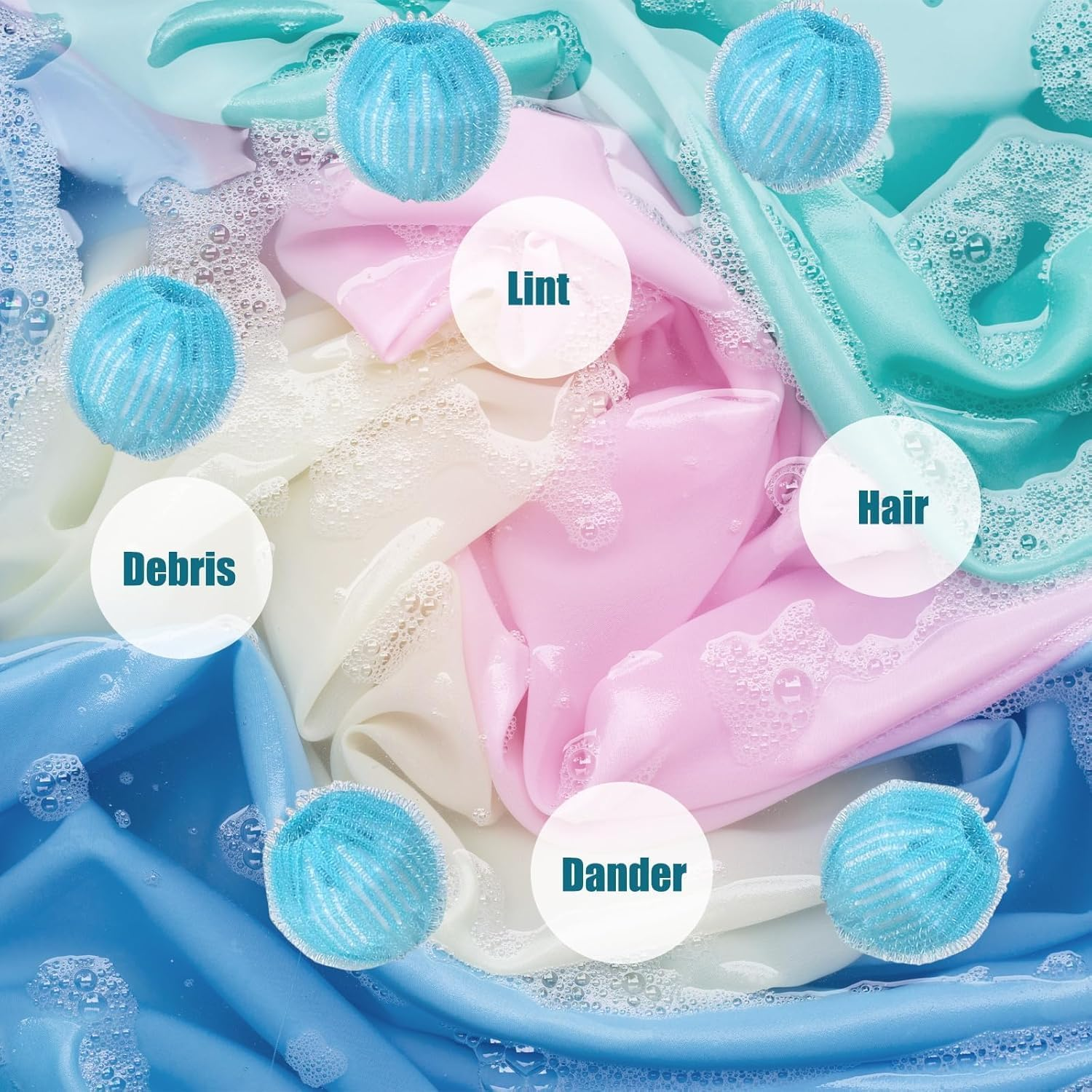 Washing Machine Hair Catcher Balls, 12Pcs Dryer Washing Balls Hair Lint Remover Laundry Ball, Reusable Pet Hair Fur Catcher Balls for Laundry Washing image number 6