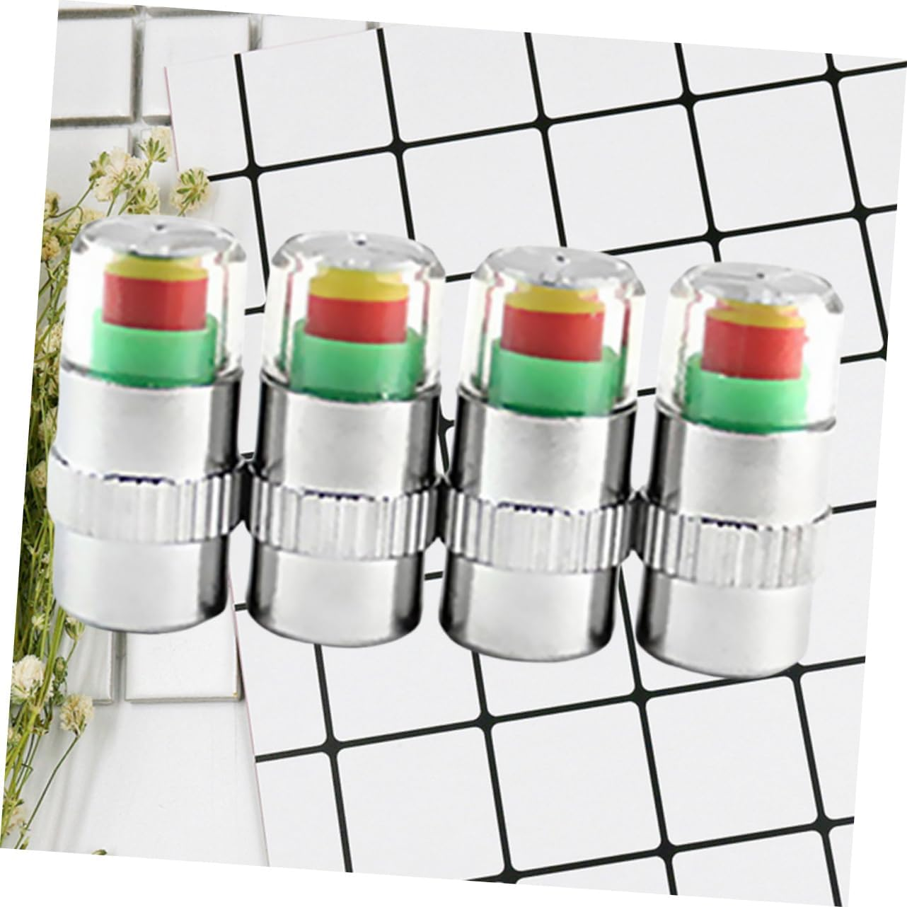 Iplusmile 4Pcs Car Tire Pressure Warning Caps Copper Core Sensor, Dust Caps Pressure Indicator for Vehicle Tyre Monitoring, Compatible Automotive Wheels for Safe Driving image number 6
