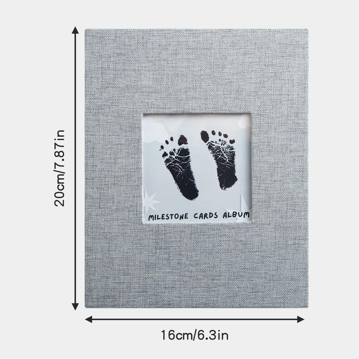 Baby Inkless Milestone Cards Photo Album&ndash;Clear Pages, Linen Cover with Front Window, Small Brag Book Photo Album for Kids, Portable Baby Photo Albums, Newborn Baby Keepsake Gifts image number 2