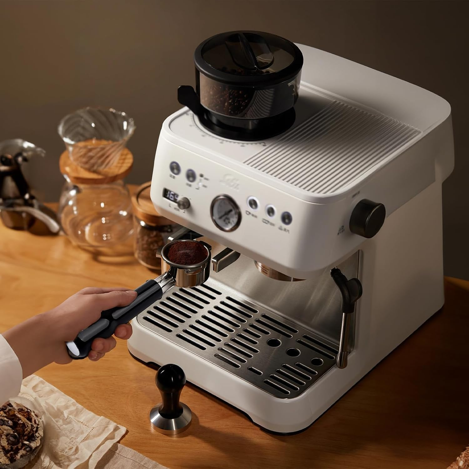 51Mm Bottomless Portafilter with 3 Ears Fit for Delonghis EC680, EC685 & EC885 Espresso Machine,Stainless Steel, with Dosing Funnel,Screen, & IMS Precision Basket (Black ABS Handle) image number 1