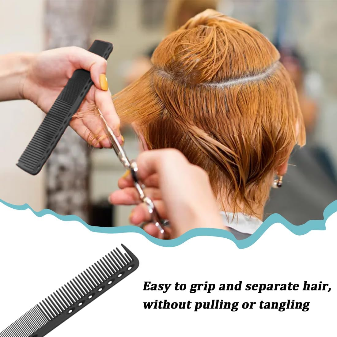 Styling Comb, 4 Pieces, Carbon Fibre Hair Combs, Shatterproof Premium Coarse Zinc Carbon Comb, Coarse Fine 2 Teeth, Salon Hairdresser Hair Care, for Men and Women with Different Types of Hair image number 1