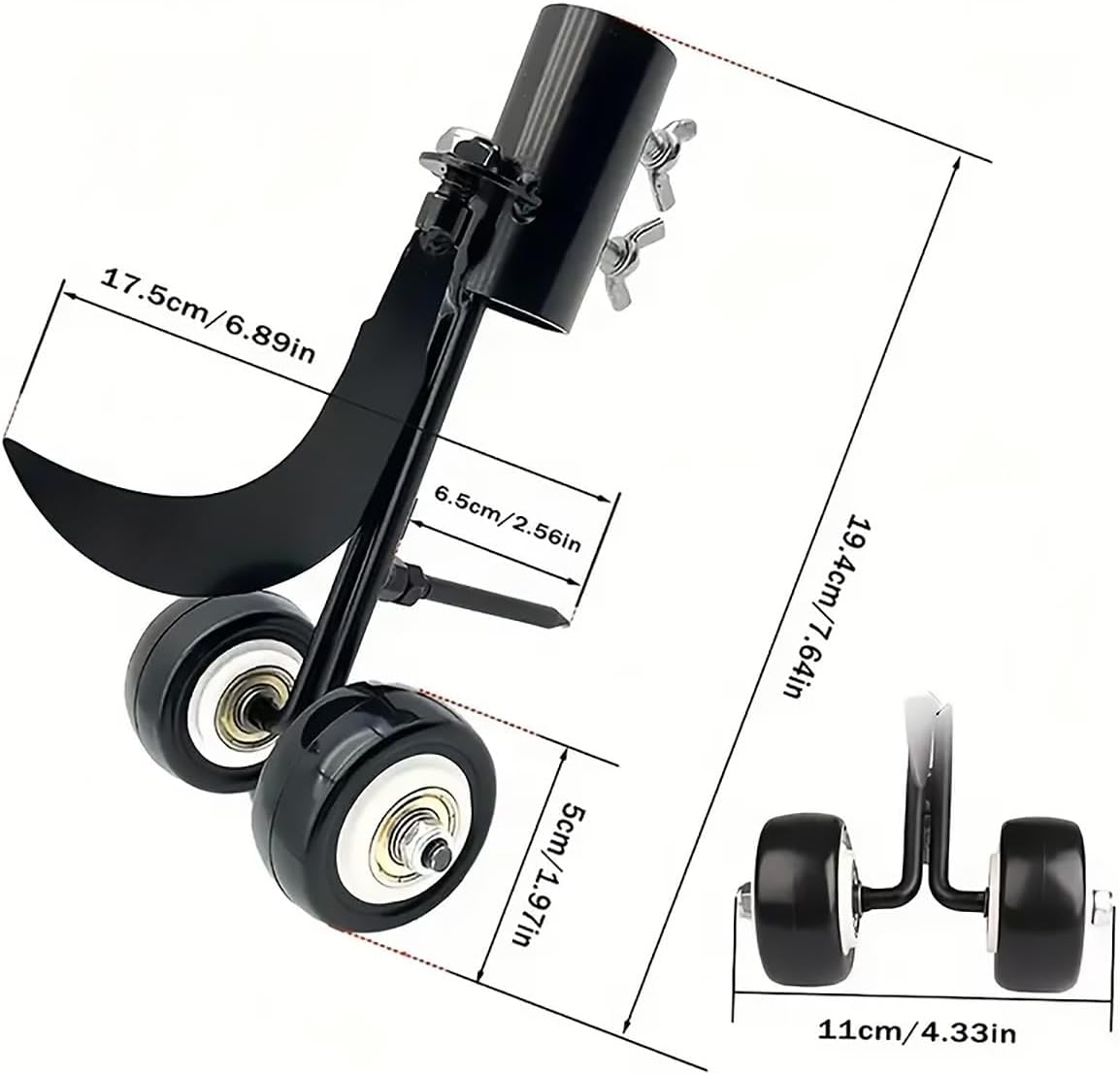 AIMALL 7.64In X 4.33In Carbon Steel Garden Crevice Weeding Tool with 1.2M Detachable Handle Hook and Roller Combo for Pavement Gap Loosening and Fast Weed Removal image number 6