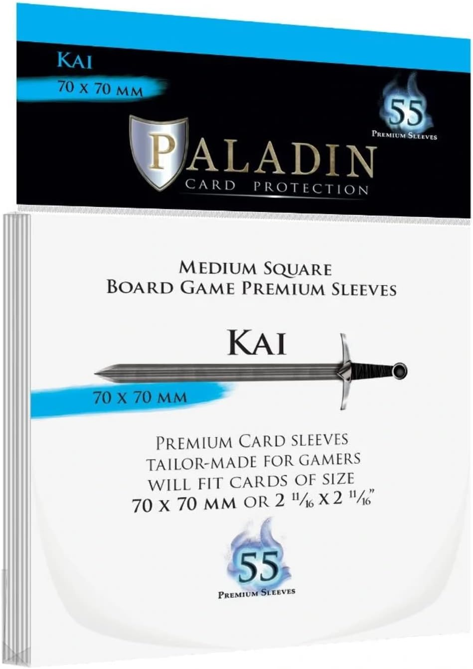 Paladin Kai Board Game Sleeves, 70 Mm X 70 Mm, Clear (55 Pieces)