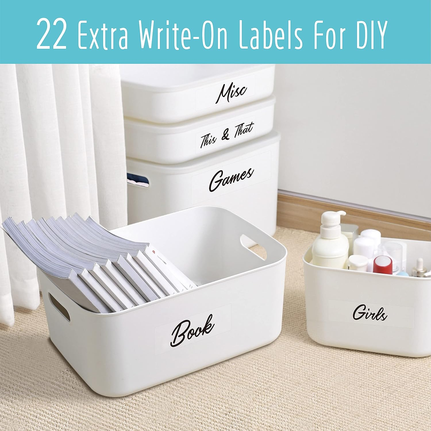 Hebayy 242 Pcs Laundry Room, Linen Closet & Office Labels, 220 Pre-Printed Waterproof Oil&Tear Resistant Removable Stickers, 22 Blank Ones, No Residue for Home Office Craft Room Organization