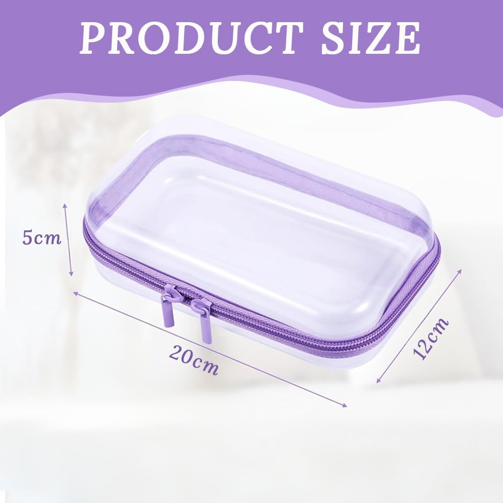 GUDAJIN 4-Piece Transparent Hard Shell Zippered Storage Box, Portable Travel Makeup Bag, Can Store Pencils, Makeup, Building Blocks and Jigsaw Puzzles, Suitable for Home, Travel and Outdoor Use image number 1