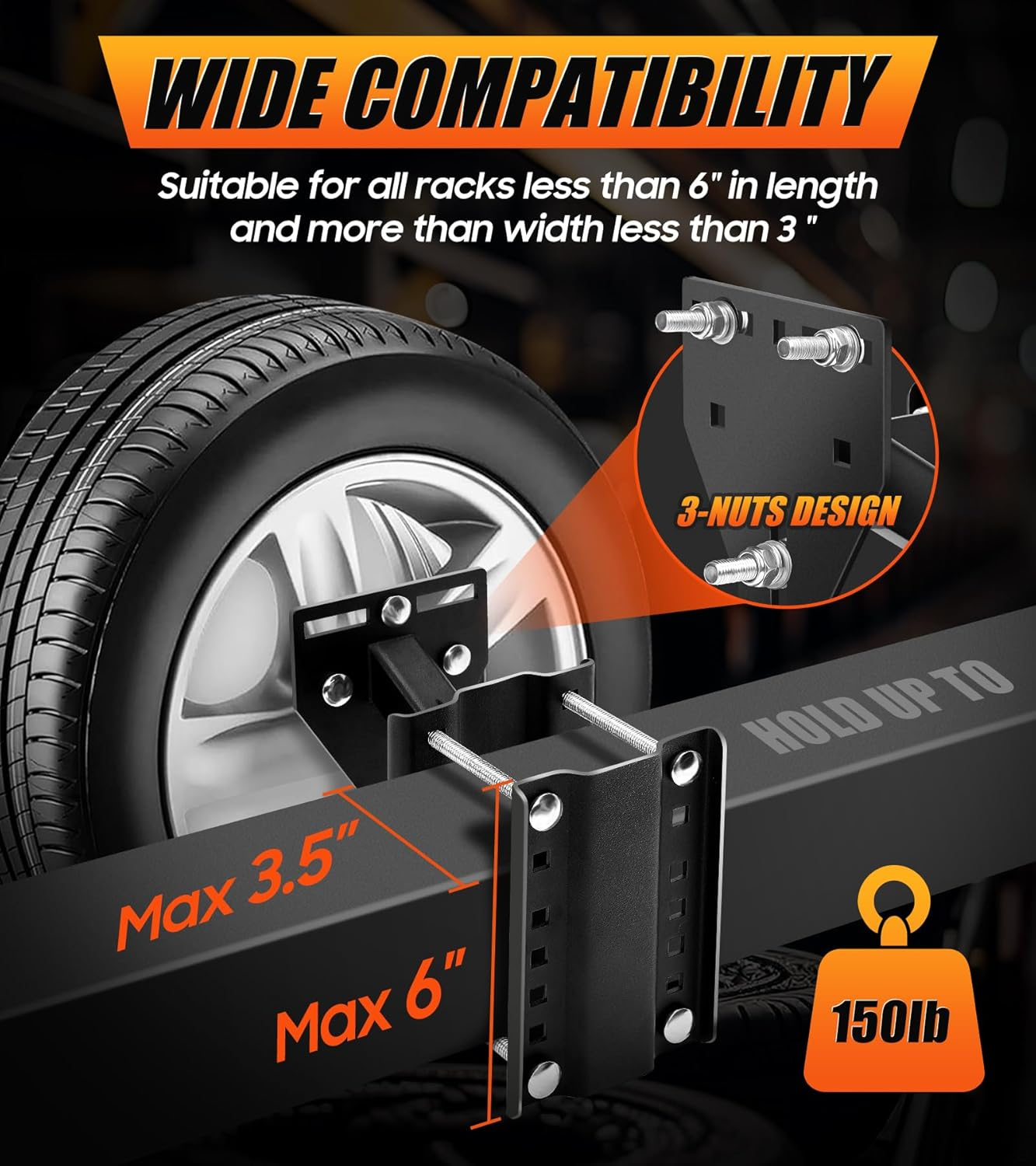 Trailer Spare Tire Mount, Boat Spare Tire Mount for Utility Trailer, Upgrade Spare Tire Carrier, Fits 4 5 6 8 Lugs Trailer Wheels, Holds up to 150 Lbs image number 6