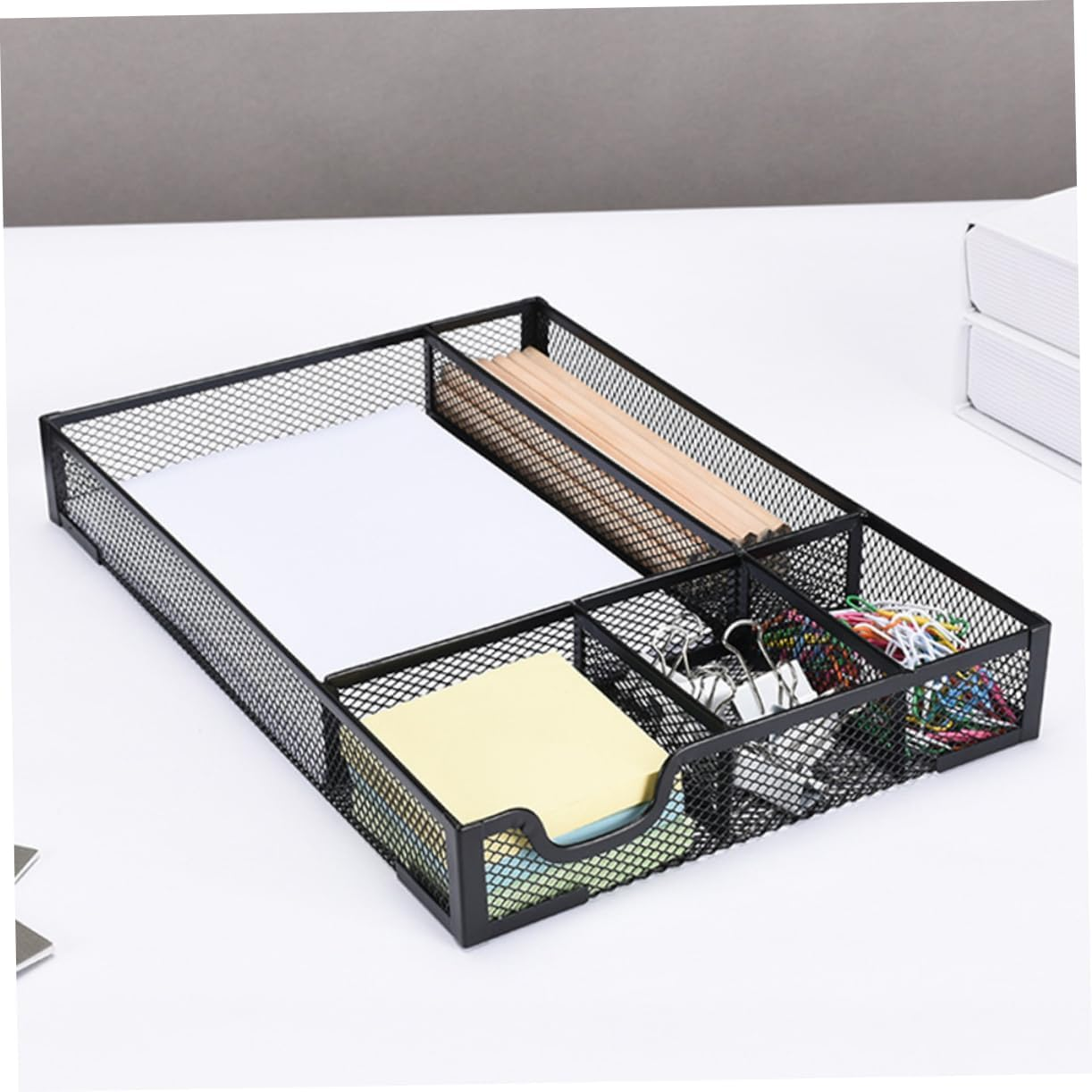 Parliky Mesh File Rack Metal Holder for Desk for Office Organization File Basket for Desk for Home Storage Folder Holder image number 2