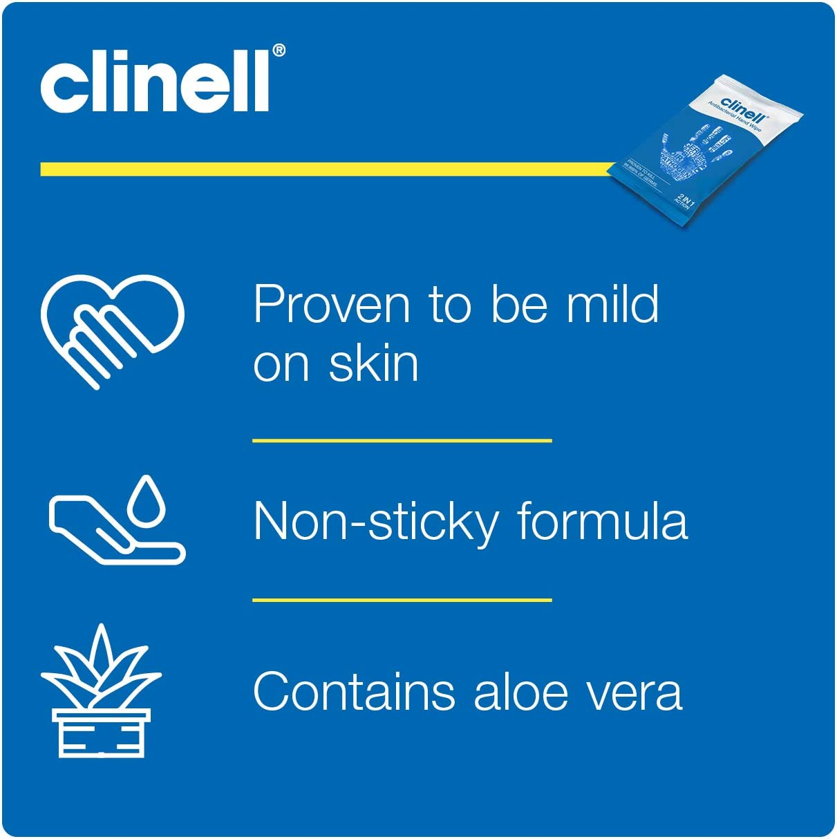 Clinell Antibacterial Hand Wipes Moisturising Antibacterial Wipes with Aloe Vera, 100 Count, Pack of 1 image number 6