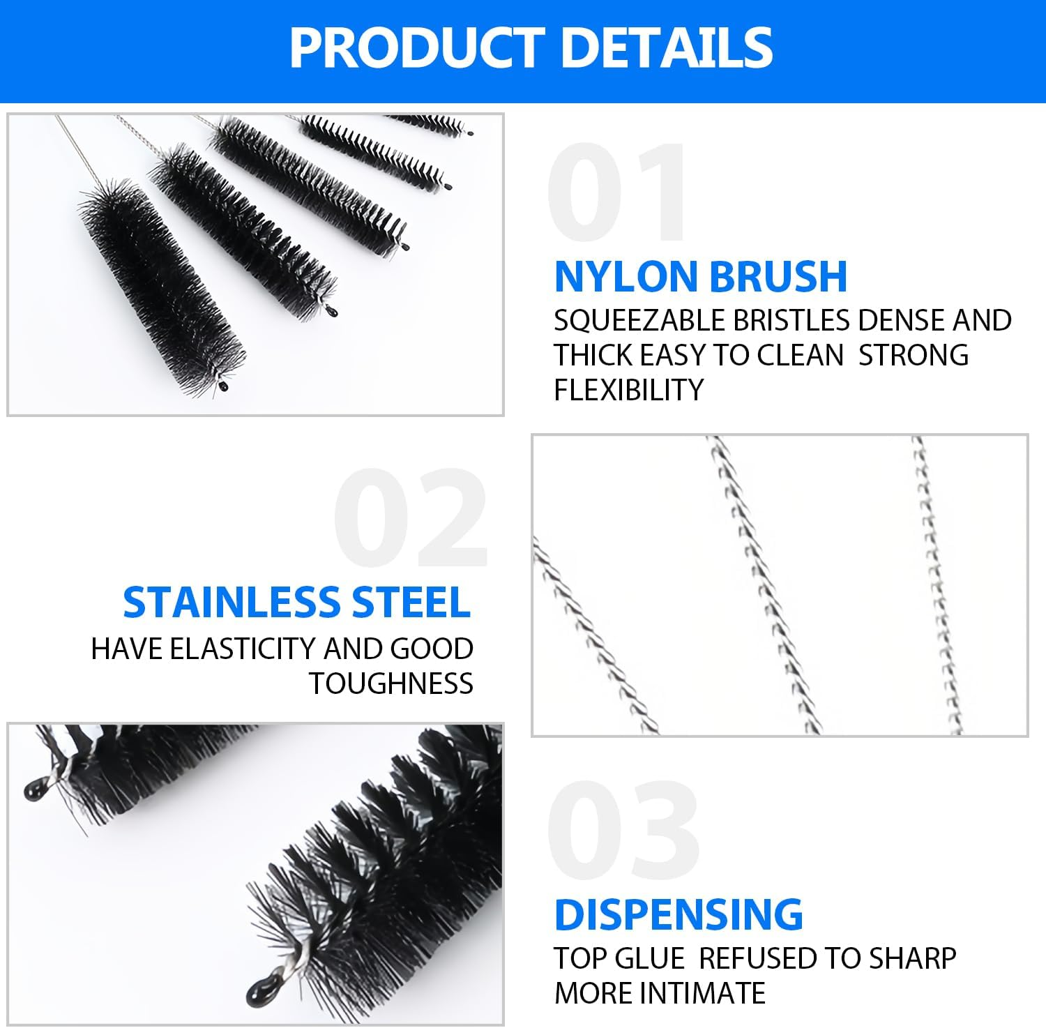 Straw Cleaner Brush Set, 12Pcs Bottle Brushes for Cleaning Small Pipe Cleaner Brush Small Brush for Cleaning, Reusable with Stainless Steel Handles, Perfect for Household and Kitchen Use image number 4