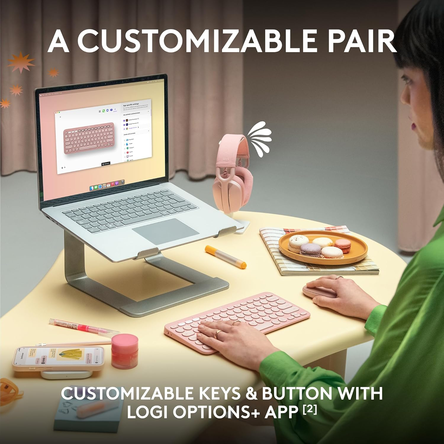 Logitech Pebble 2 Combo, Wireless Keyboard and Mouse, Quiet and Portable, Customisable, Logi Bolt, Bluetooth, Easy-Switch for Windows, Macos, Ipados, Chrome - Tonal White - Sand image number 4