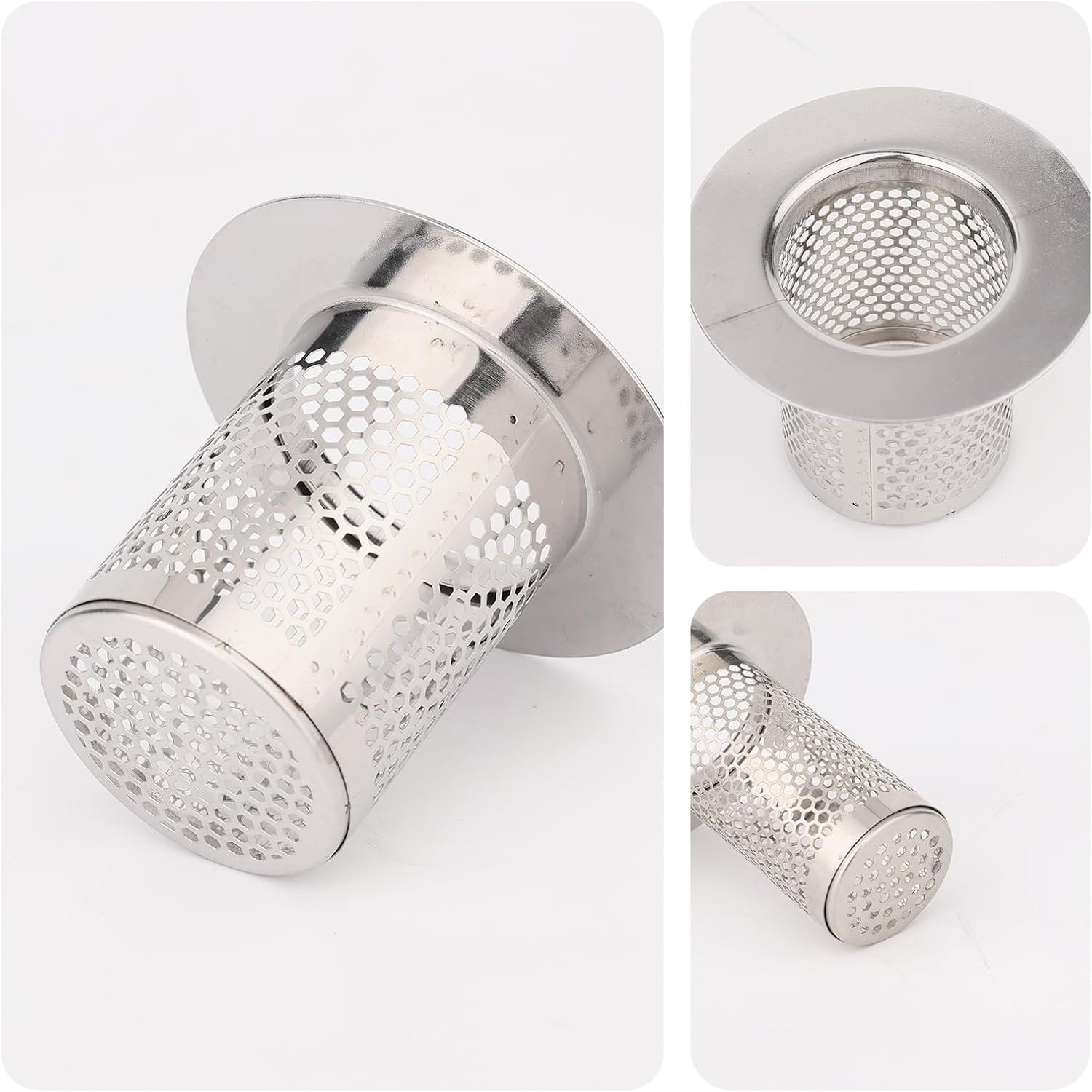 SAVITA 3Pcs Bathtub Drain Cover, Hair Catcher Shower Drain Stainless Steel Hair Catcher Hair Strainer Shower Drain Filter for Sink Strainer, Bathtub, M, B35048 image number 6