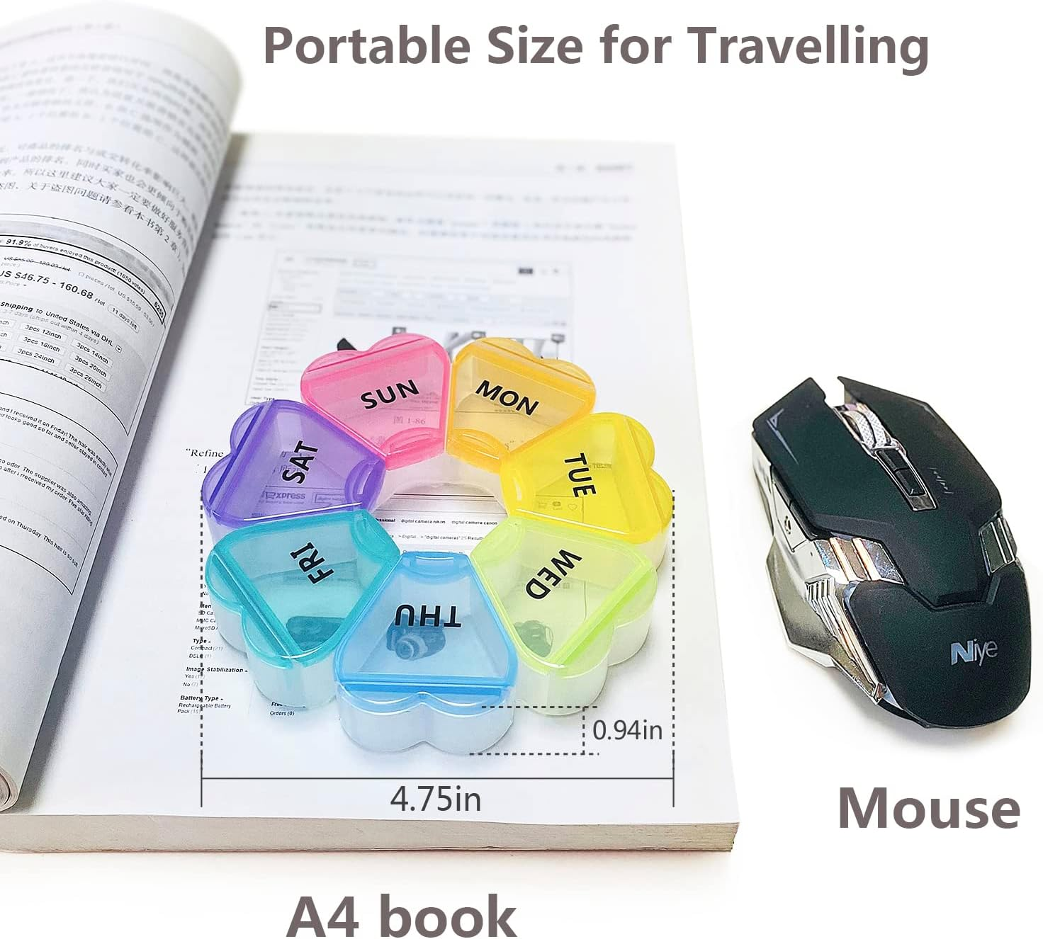 MOLN HYMY Cute Weekly Pill Box 7 Day, round Floral Pill Case Organizer 1 Time a Day, Rainbow Pill Container Once Daily, Large Medicine Dispenser for Vitamin/Fish Oil/Medication/Supplements image number 6