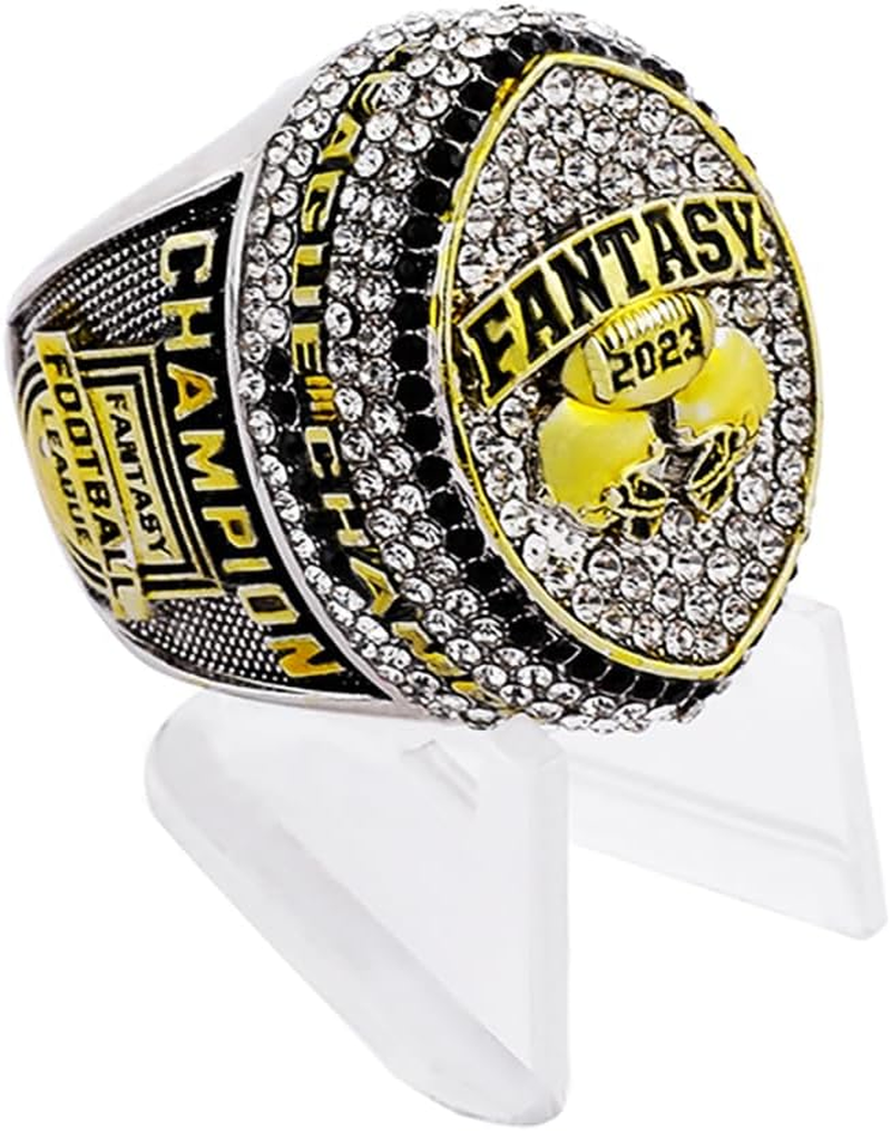 Noblehead Fantasy Football Ring 2023 | Heavy FFL Championship Ring 2023 | Gold Silver Tone Plated Award Tropjy for Fantasy Football League Winner image number 2