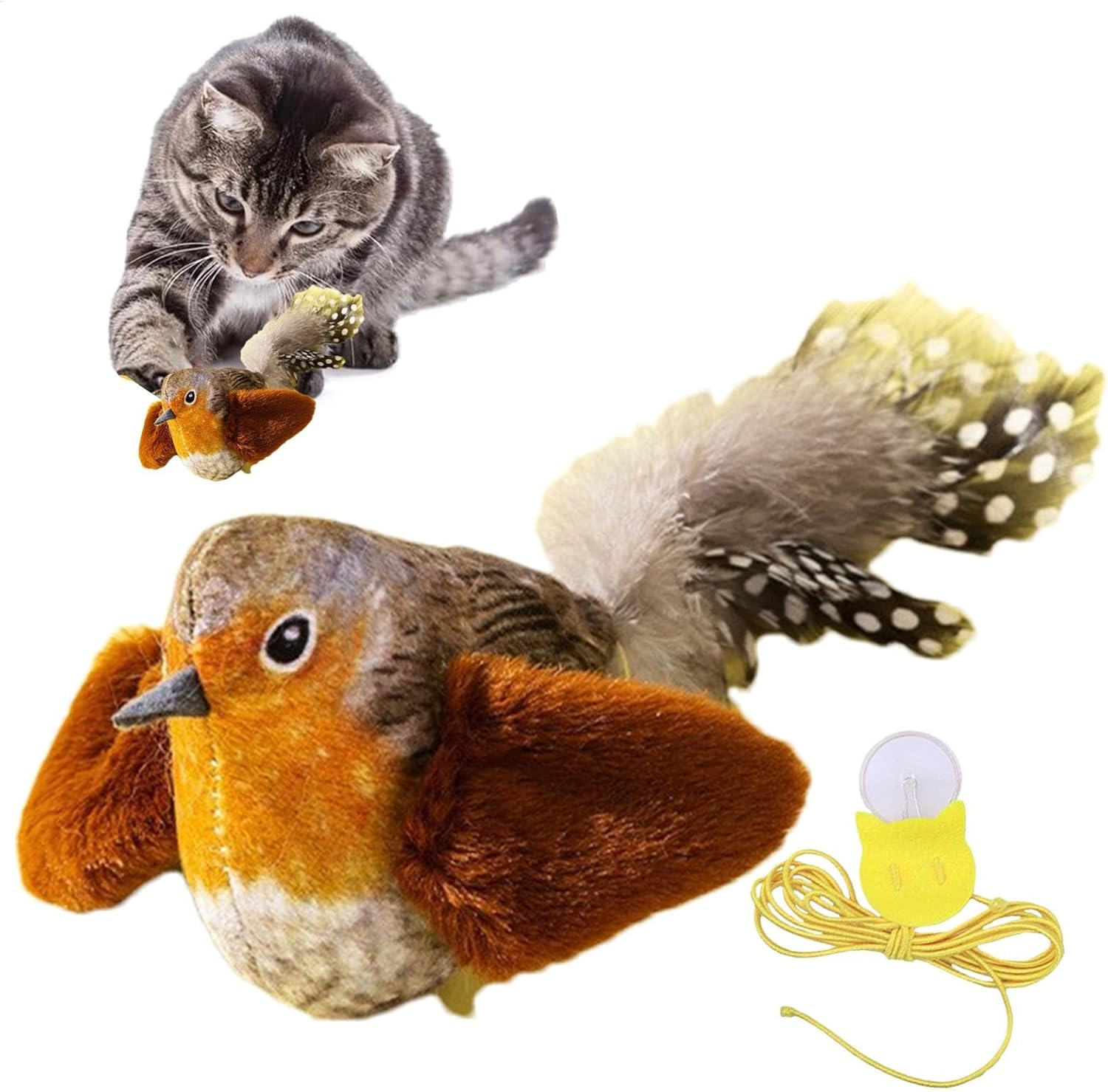 Cat Bird Toys - Bird Toys for Cats | Singing Bird Cat Toys | Interactive Bird Toys for Cats | Singing Bird Cat Toys | Realistic Churp Tweet Touch Activated Kitty Toy | Bird Cat Toy Cute Cat Play Toy