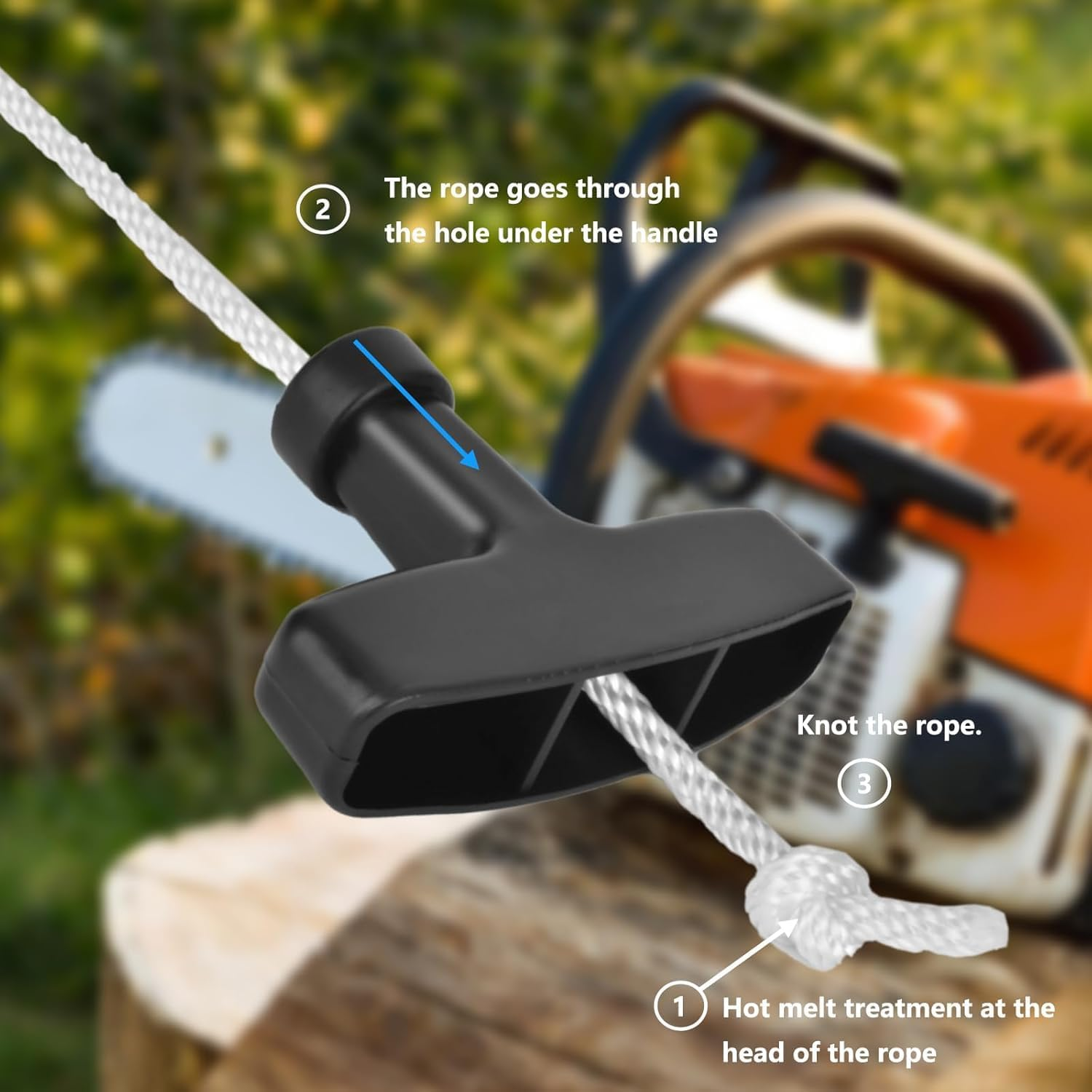 Fokmuaex 10PCS Pull Start Rope Handle Replacement for Lawn Mower & Trowel Machine - Durable Starter Cord with Comfort Grip (Black) image number 4