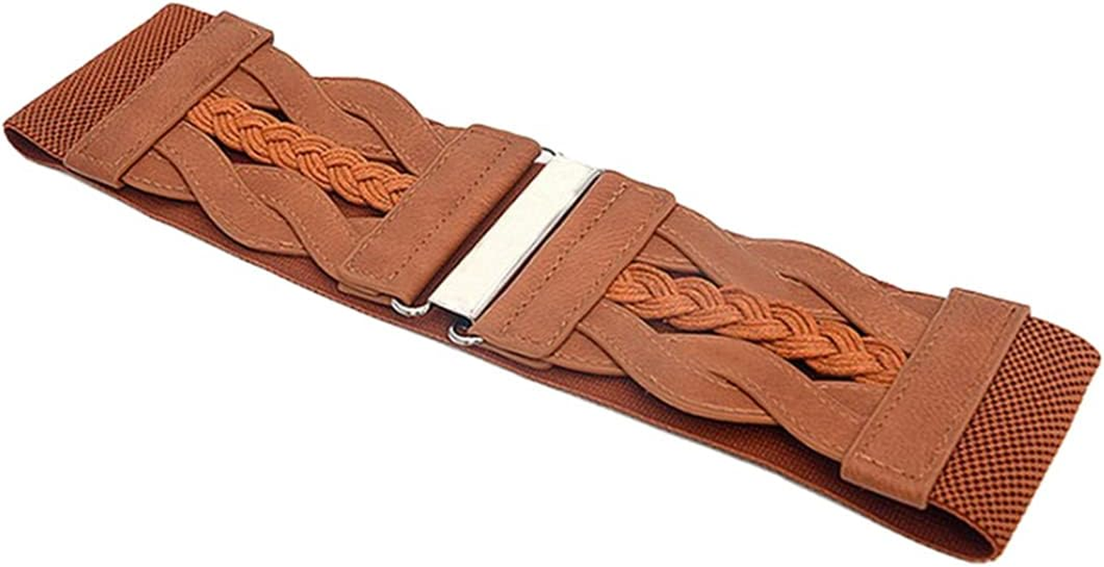 Retro Women'S Woven Wide Waist Belt Elastic Stretch Cinch Belts