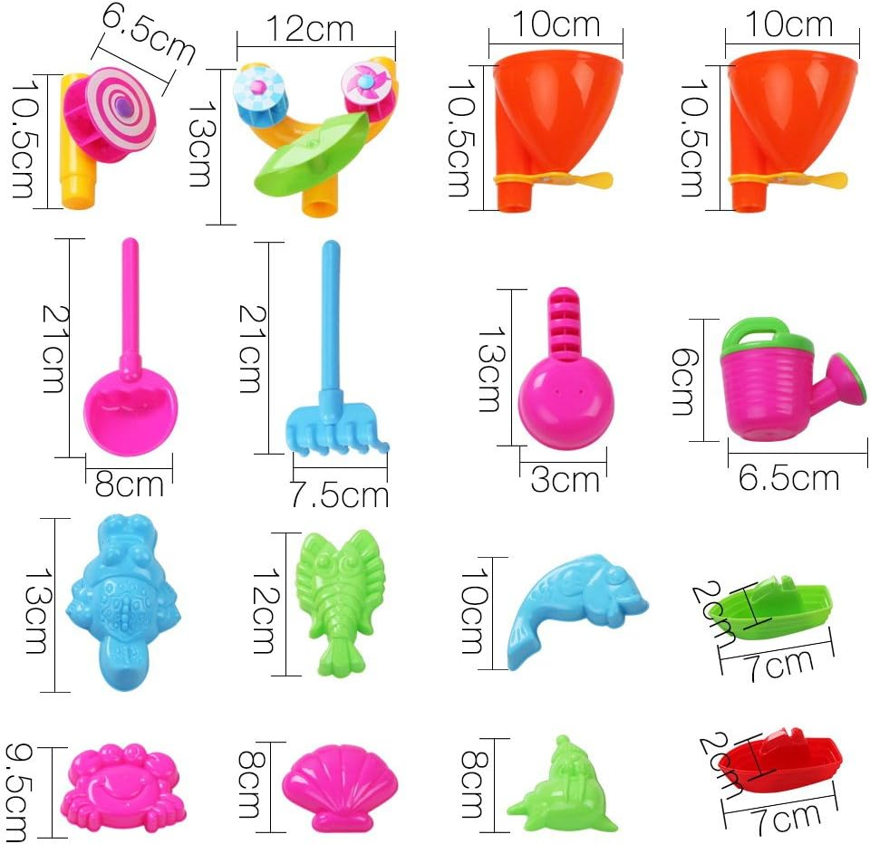 Keezi Water Table, 23Pcs Sandpit Toys Kids Pretend Play Set Toddler Sand Tables Baby Activity Beach Toy Outdoor Plays Equipment, with Sands Moulds Bucket Spade Multi-Coloured image number 3