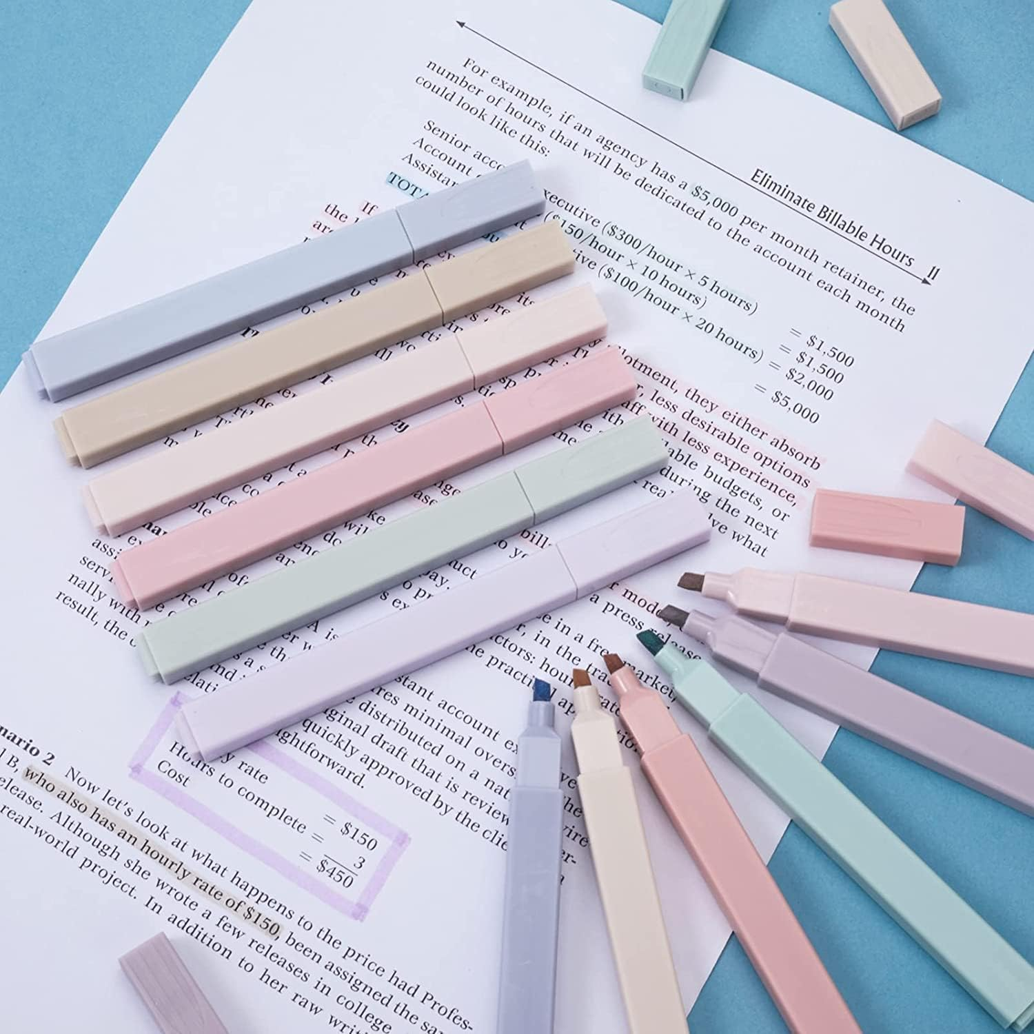 Pastel Highlighters Cute Aesthetic Pens,6Pcs Aesthetic Highlighters Color Highlighters Pens image number 4