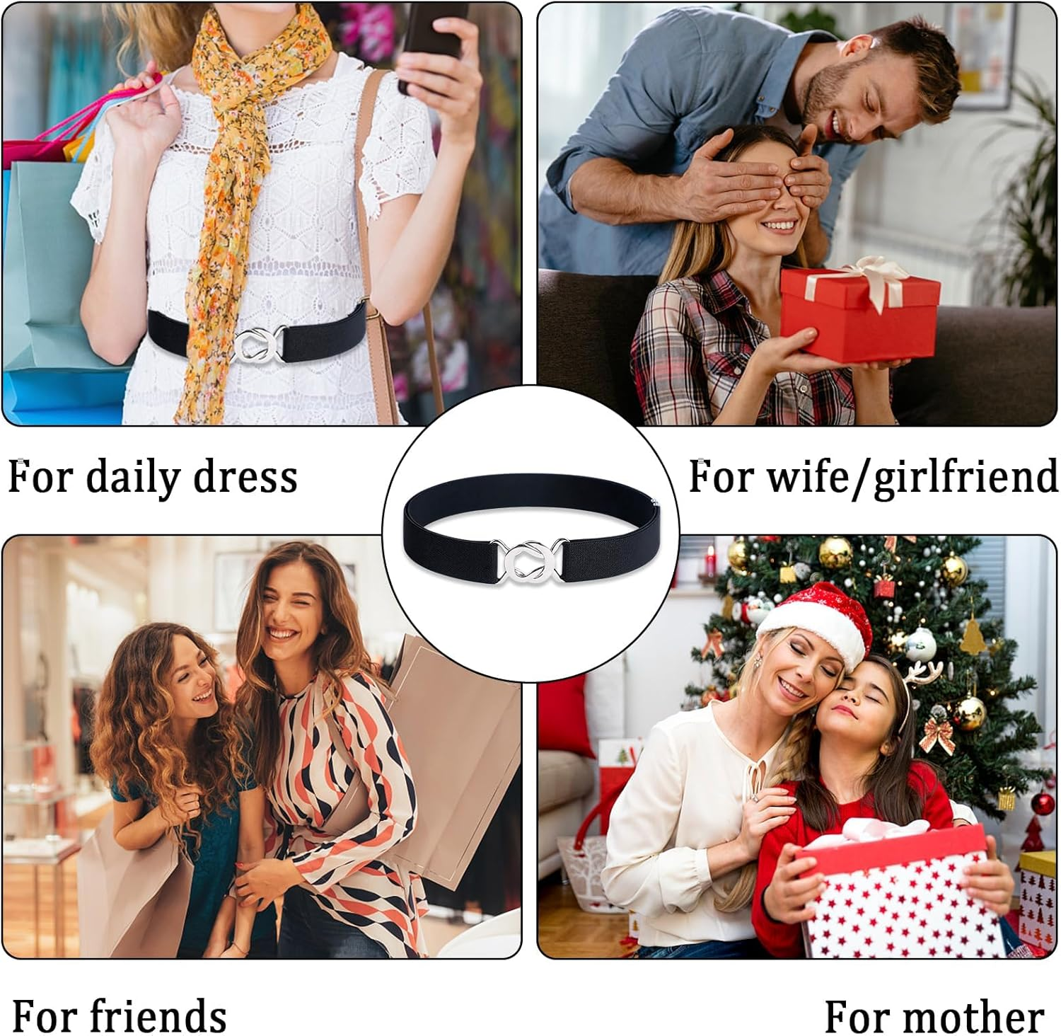 Ladies Elasticated Belt for Women, Black Stretch Belts for Women Jeans, Adjustable Stretch Elastic Waist Belt Women, No Show Stretch Thin Belt for Dress Jeans, Skinny Waist Belt Simple Style, image number 3