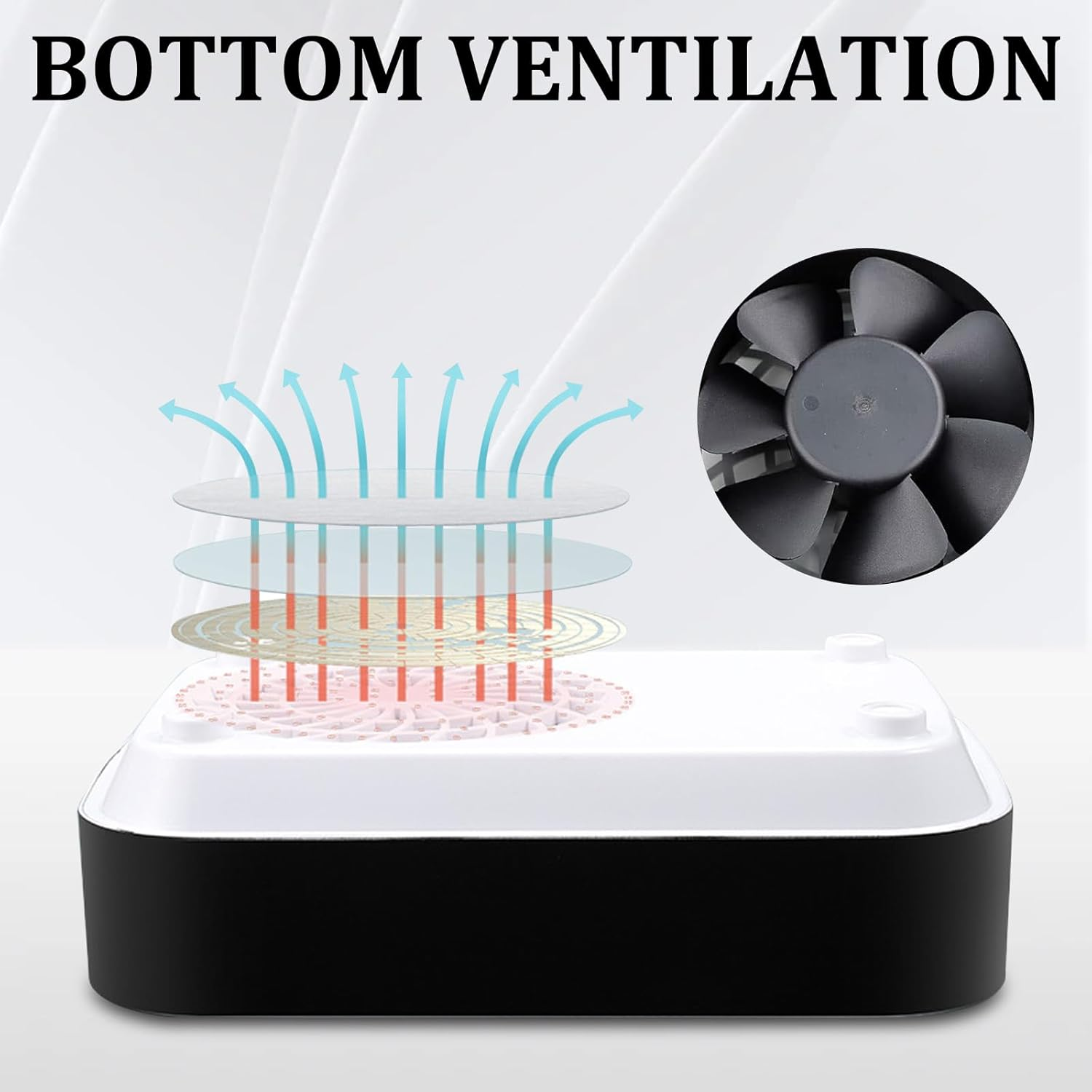 Bouzaak Rechargeable Nail Dust Collector 80W Nail Extractor Vacuum Fan for Acrylic Gel Nail Polishing Nail Salon (White) image number 2