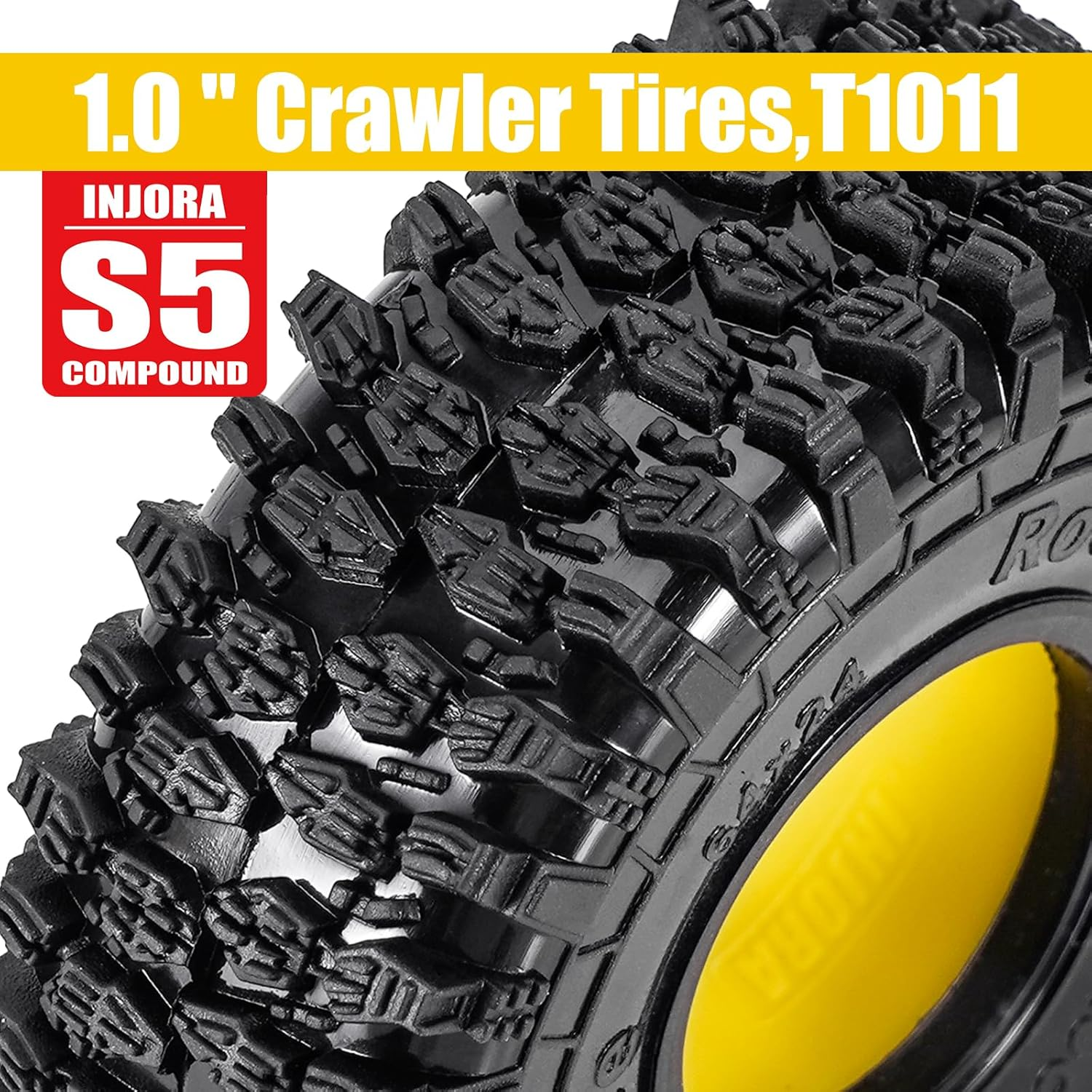 INJORA 1.0 Silicone Rubber Inserts and S5 Rock Terrain Crawler Tires for TRX4M SCX24 1/18 1/24 RC Crawler Car Upgrade image number 2