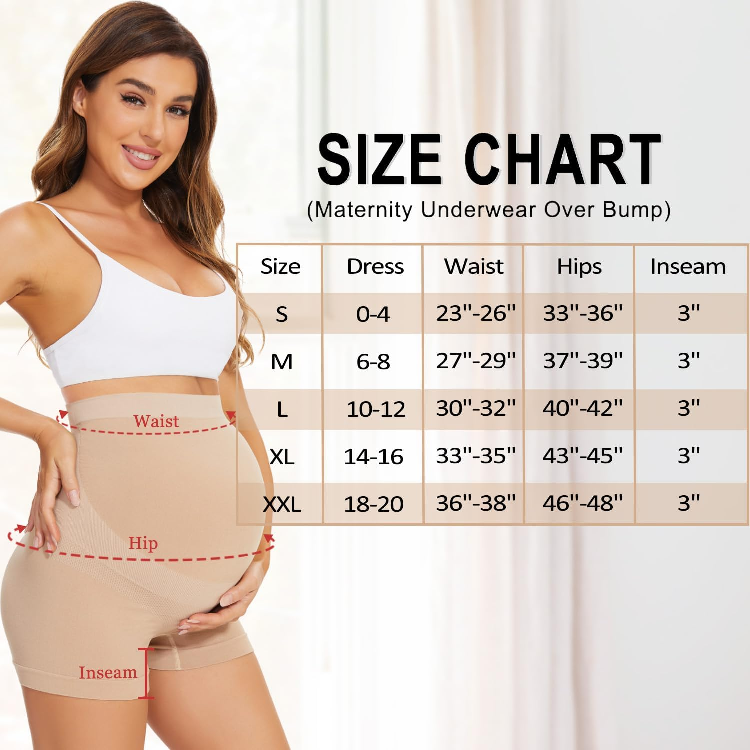 Womens Seamless Maternity Boyshort Underwear over Bump, Pregnancy High Waisted Shapewear Panties for Support Belly