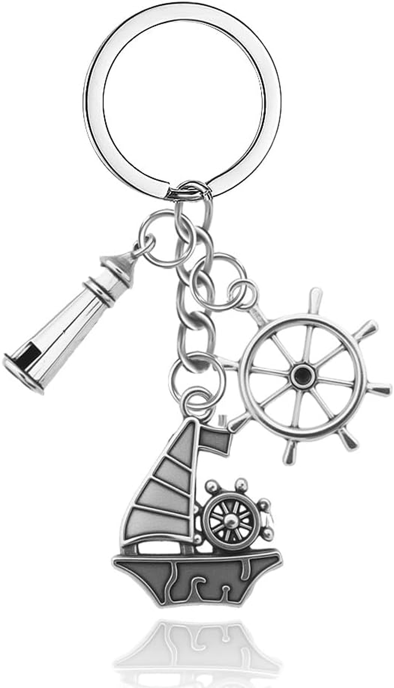 Sailor Birthday Gifts for Grandson Son Navy Graduation Presents for Him Husband Boyfriend Navy Retirement Gifts for Men Elderly Dad Grandpa Sailor Themed Gift Sailing Keychain for Boys Brother Nephew image number 1