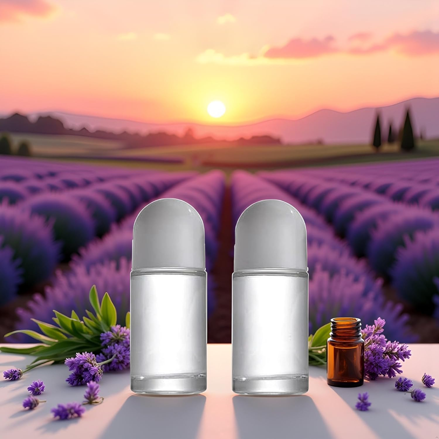 Jjlfresheners 2Pcs White 50ML Glass Empty Roller Bottles with Plastic Roller Ball, Roll on Bottles Containers Leak Proof Massage Roller Ball with Cap for Essential Oil Refillable Containers image number 1