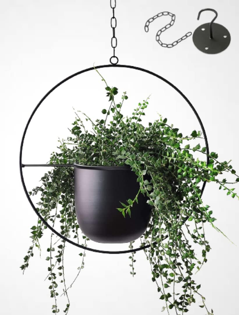 Shineloha Boho Hanging Planters for Indoor Plants with 5.5" Pot (Detachable) + Hook + Chain | Hanging Planters Indoor, Ceiling Planters, Mid Century Planter for Indoor & Outdoor, NO Plant Incld
