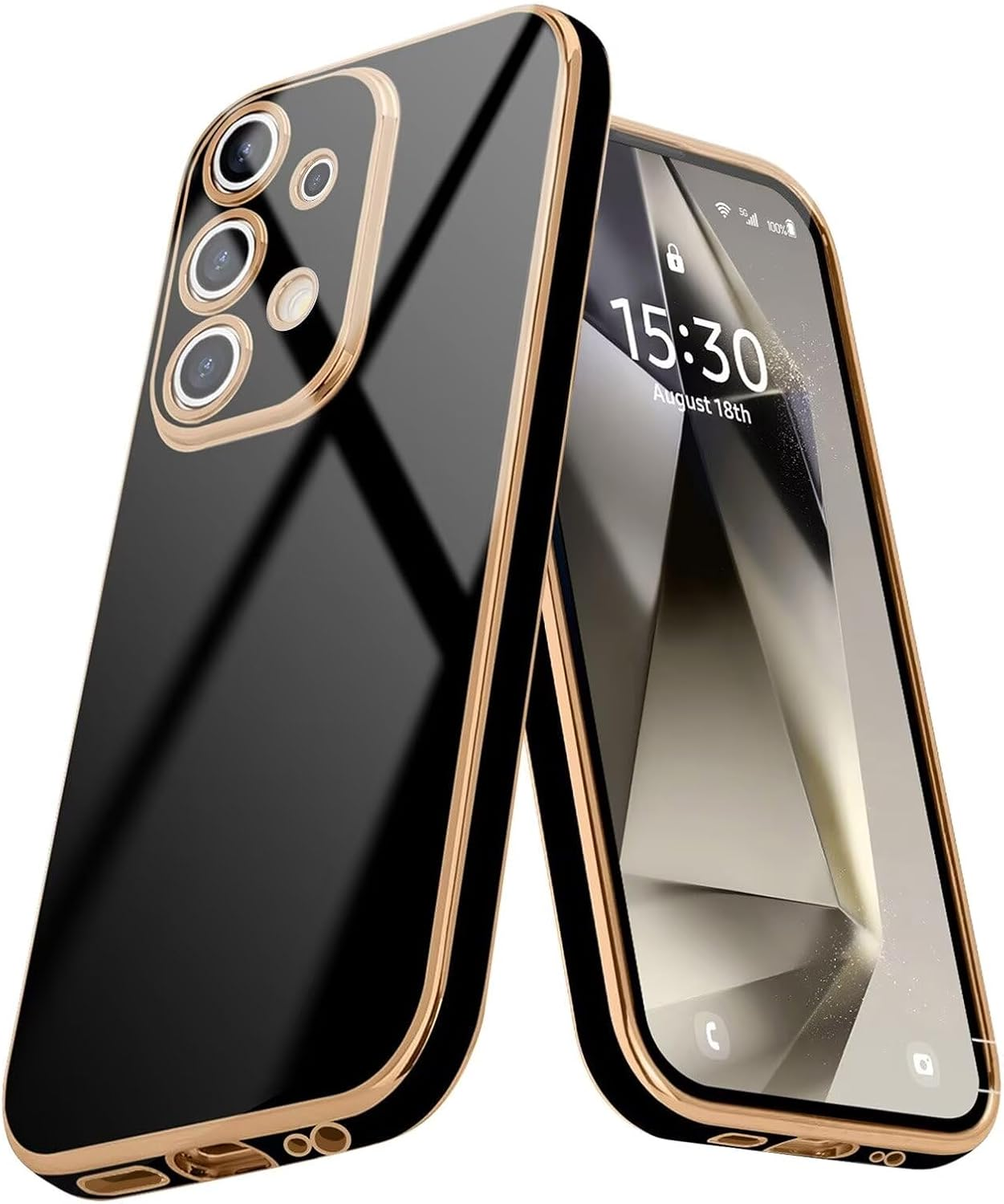 ATISIJIE Case for Samsung Galaxy A16 Mobile Phone Case Original, Ultra Thin Electroplated Soft Silica Gel Scratch-Resistant TPU Mobile Phone Case, Simple Stylish Shiny Protective Cover Case Black