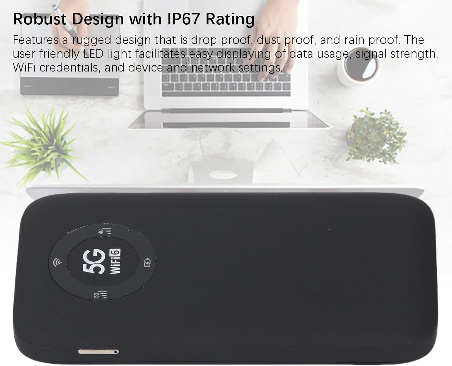 5G Mobile Hotspot, Wifi 6 Wireless Router with SIM Card Slot, 2.77Gbps DL 1.25Gbps UL, Band 5G Portable Travel Router for Home Travel Support 16 Users (Black)