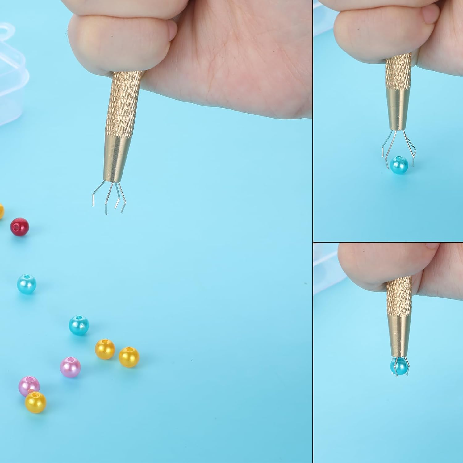 4 Pieces 4 Prongs Jeweler'S Pick up Tool, Stainless Steel Septum Ball Screw Tool 4-Claw Piercing Ball Grabber Pick up Tool for IC Chip Electronic Components Nails Clamping Small Jewelry Parts Objects image number 6