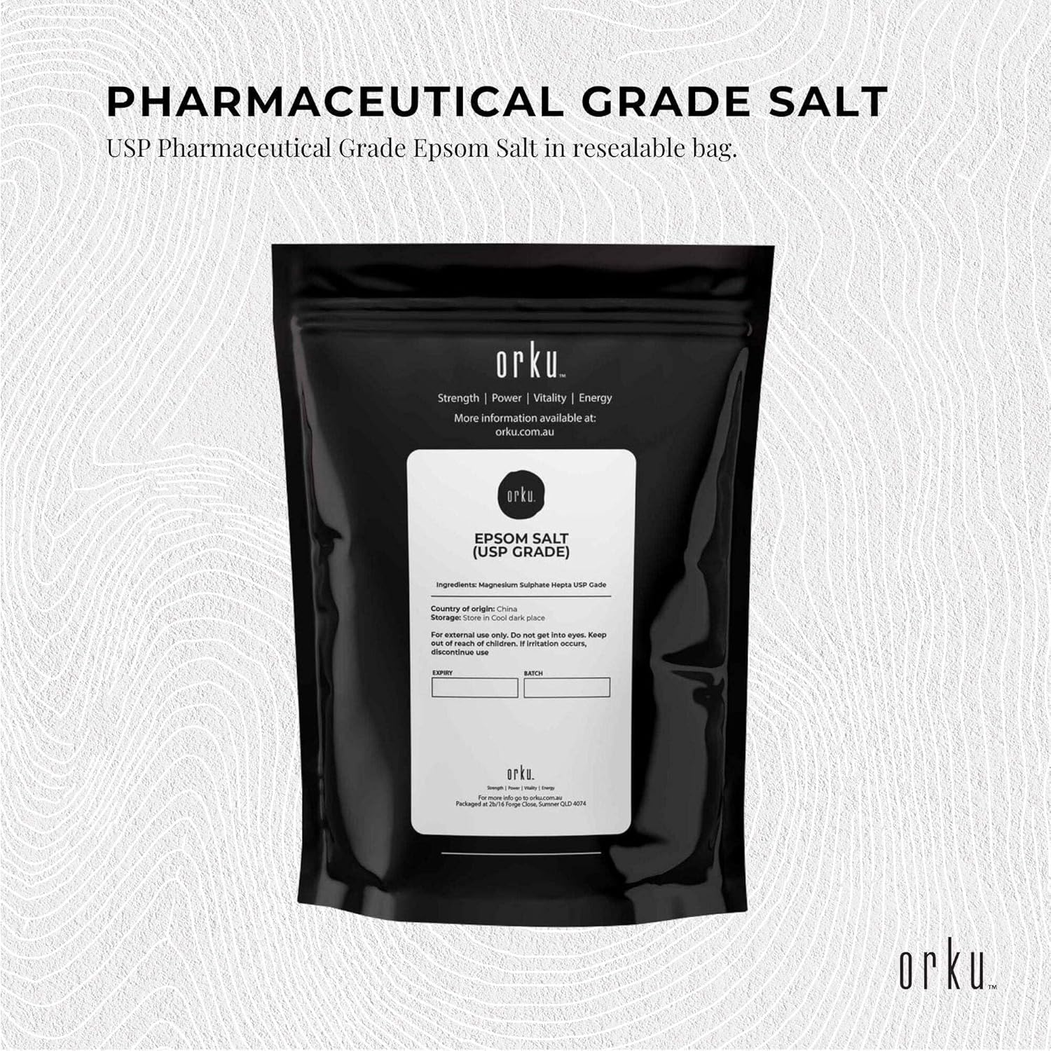 Orku 100G Epsom Salt - USP Grade Magnesium Sulfate Body Bath Salts