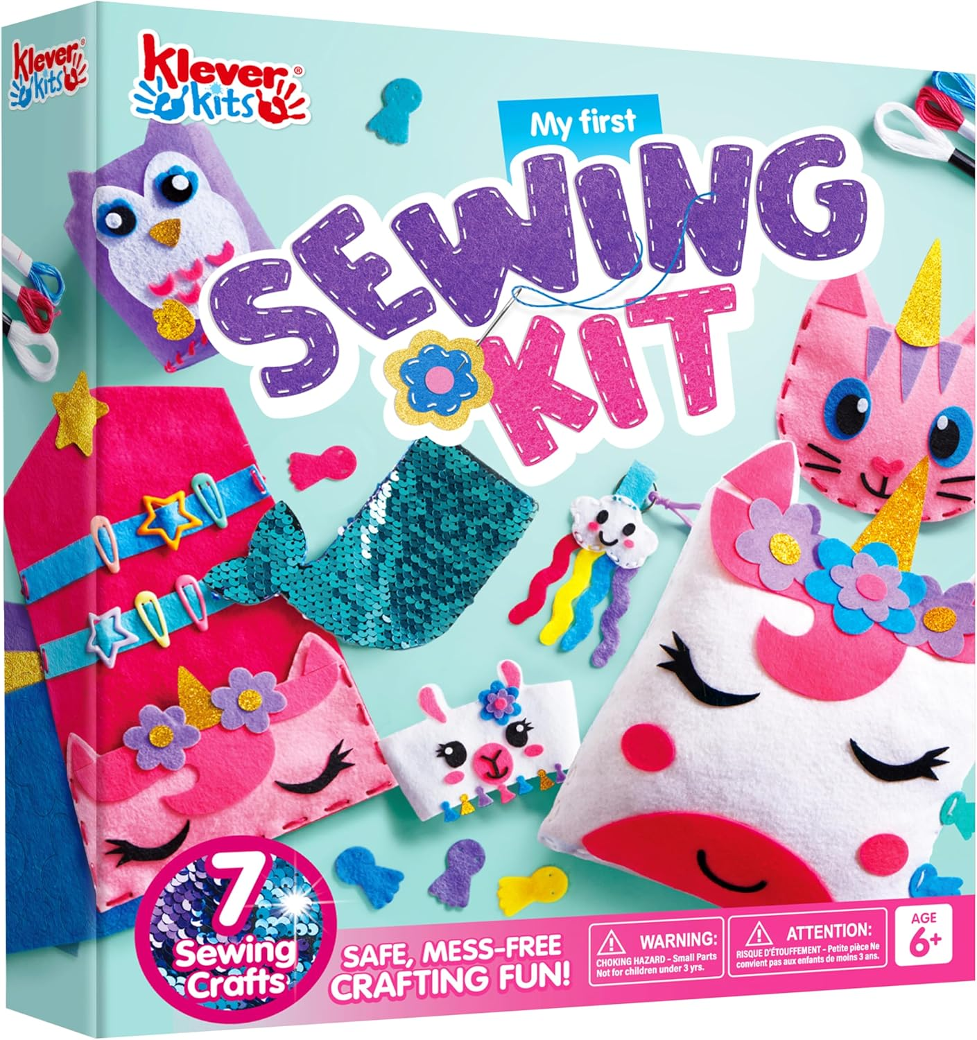 Klever Kits My First Felt Sewing Kit for Kids Art & Craft, Unicorn Sewing Projects, Stitch Stuffed Animal Dolls and Plush for Learn to Sew, Embroidery Skills image number 3