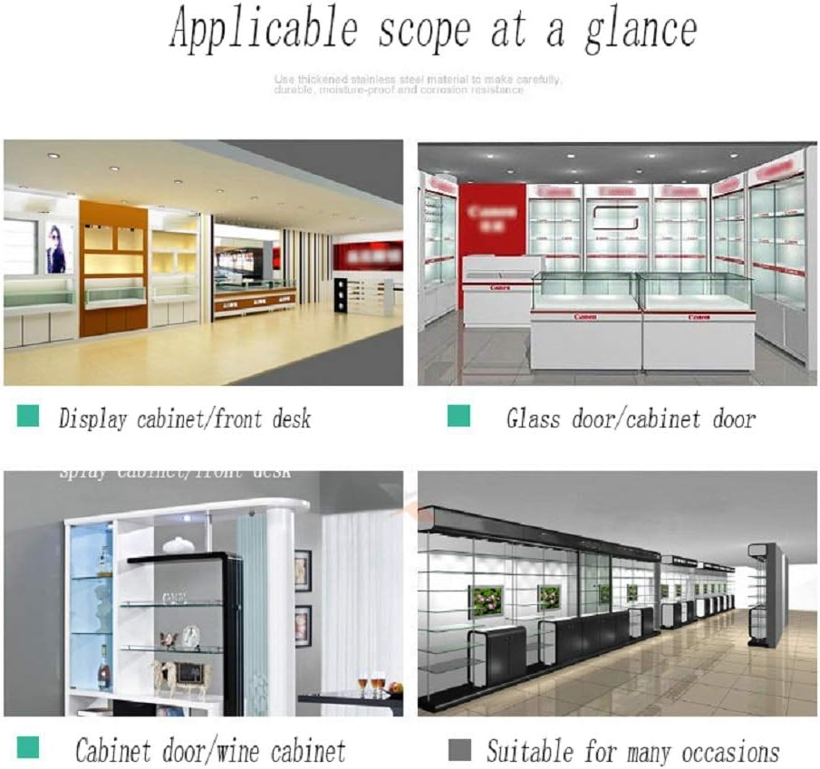 [2 Pieces] Cabinet Door Hinge Bathroom Cabinet Frameless Glass Door Hinge Display Cabinet 90 Degree Hinge for 5-7Mm Glass Door (Black) - Silver image number 4