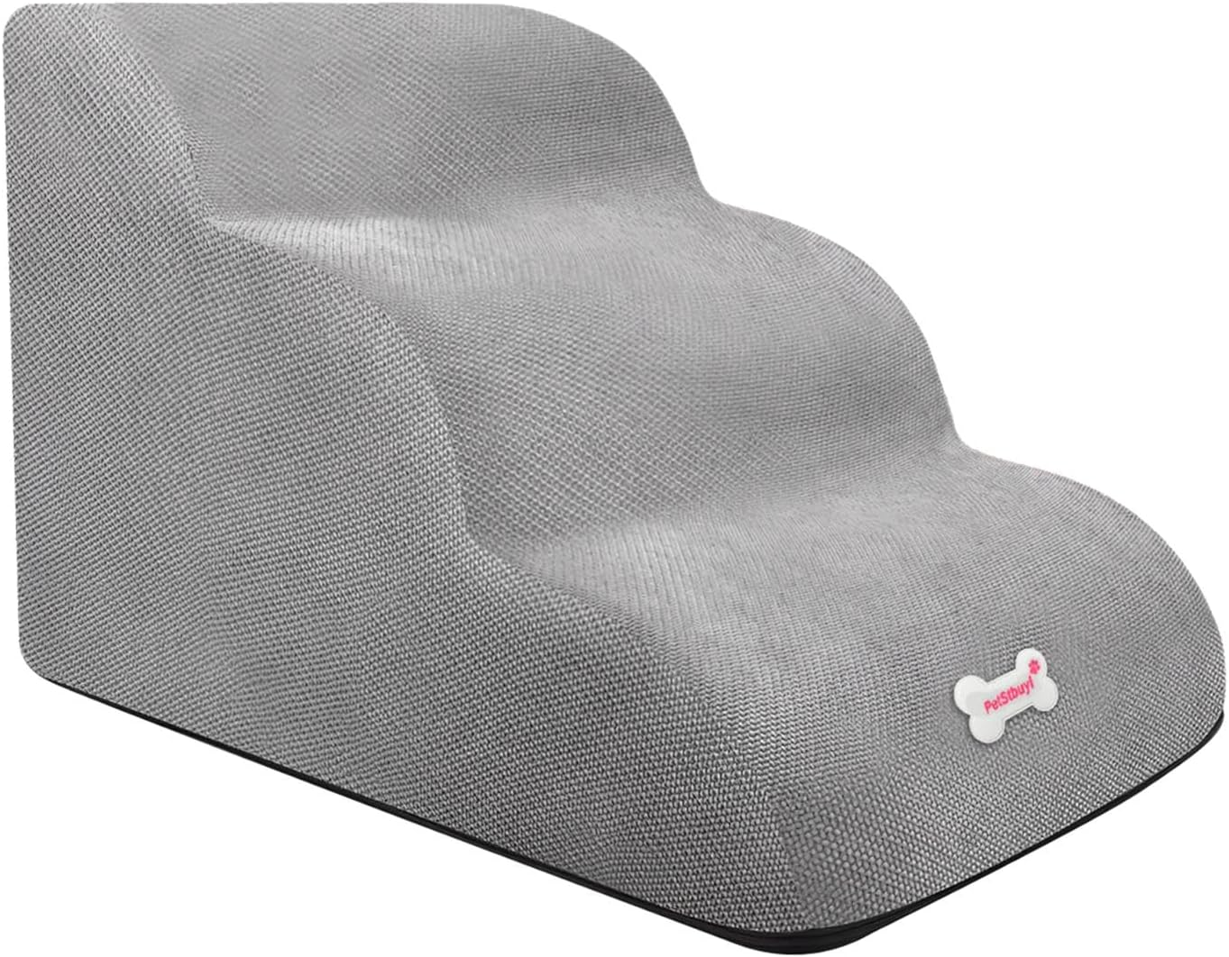 B Baosity Pet Dog Stairs Dog Climbing Ladder 3 Steps Dog Ramp for Older Dogs Portable Detachable Cover anti Slip Dog Steps Cat Stairs for Car High Bed, White