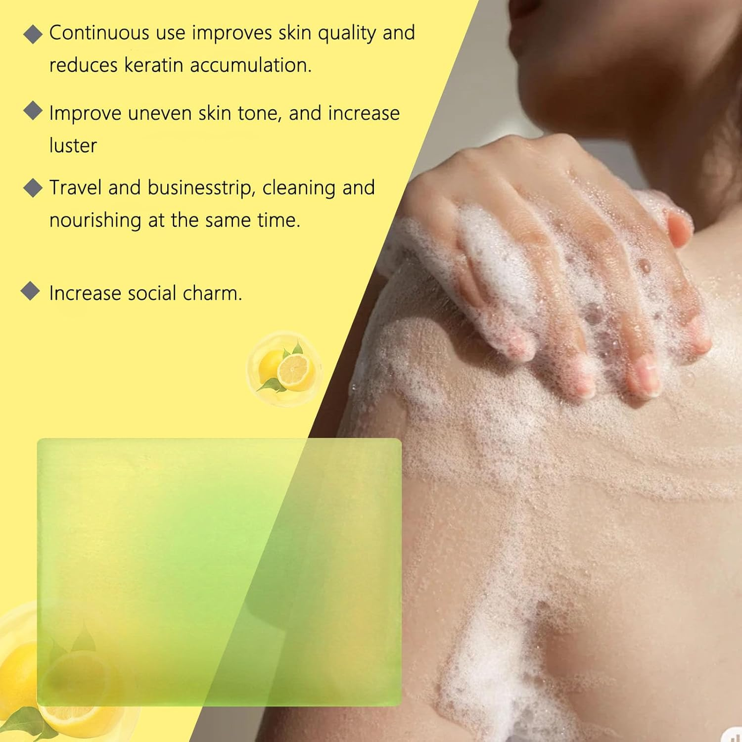 Lemon Basil Bar Soap - Natural Hand & Body Soap with Essential Oils, Refreshing Scent, Deeply Cleansing, Moisturizing, Even Skin Tone, Long-Lasting Fragrance, Gentle & Nourishing. (1Pcs) - 1Pcs image number 2